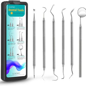 CATACC PRO Herramientas dentales, púa dental, kit de higiene dental, kit de herramientas de limpieza dental de acero inoxidable con raspador de CATACC PRO Herramientas dentales, púa dental, kit de higiene dental, kit de herramientas de limpieza dental de acero inoxidable con raspador de