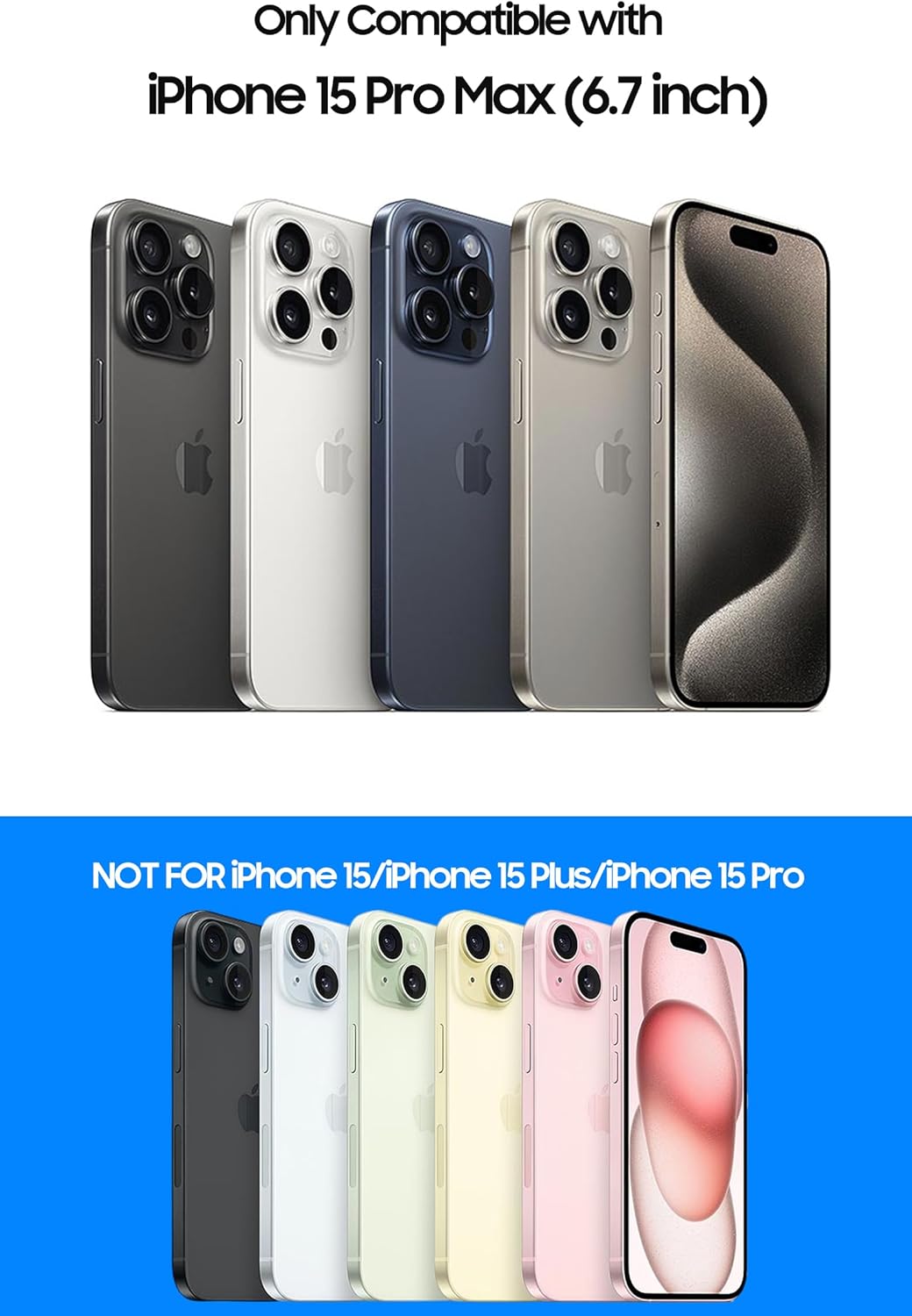 Funda sin marco para iPhone 15 Pro Max con protector de lente de cámara, funda delgada de TPU suave a prueba de golpes, carcasa minimalista pero