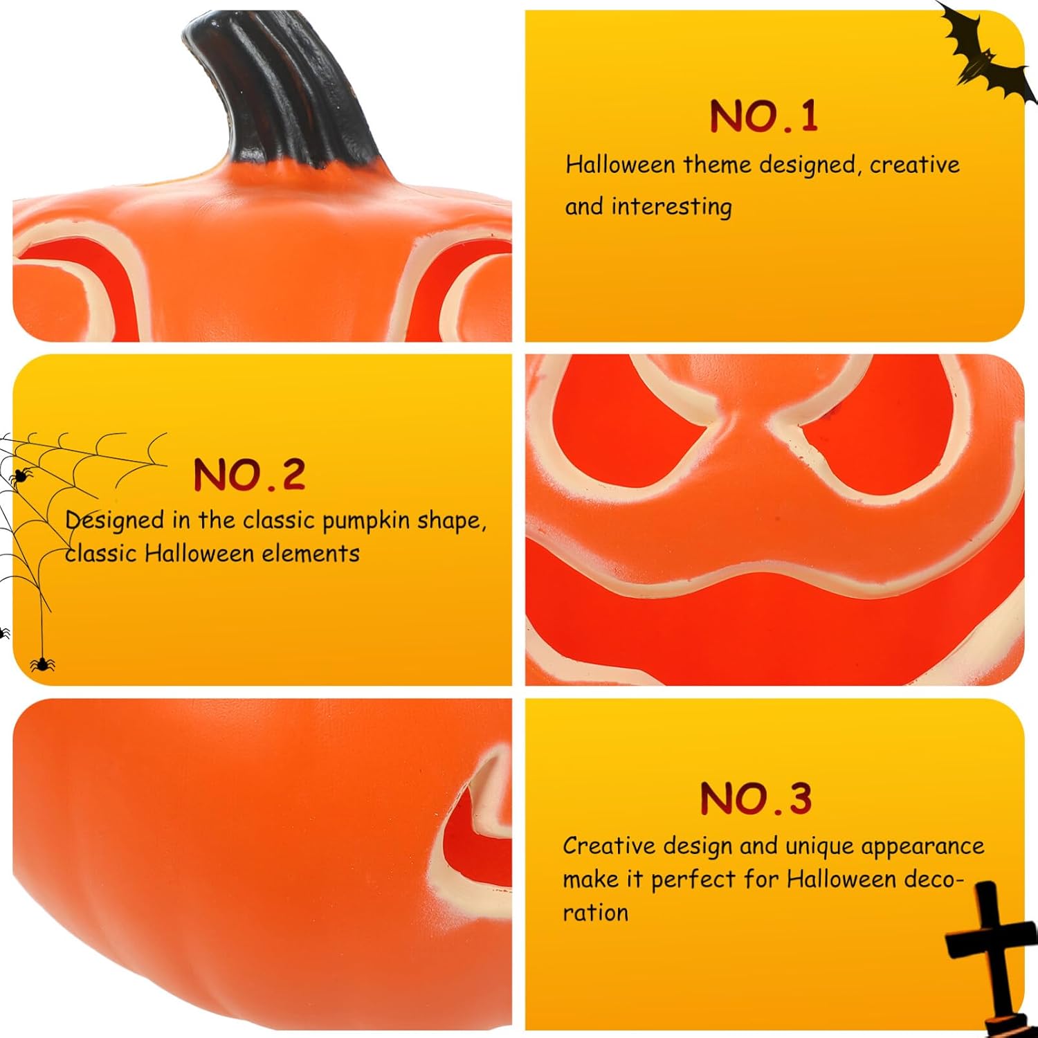 VILLCASE Lámpara de calabaza de Halloween, decoraciones de calabaza de Halloween