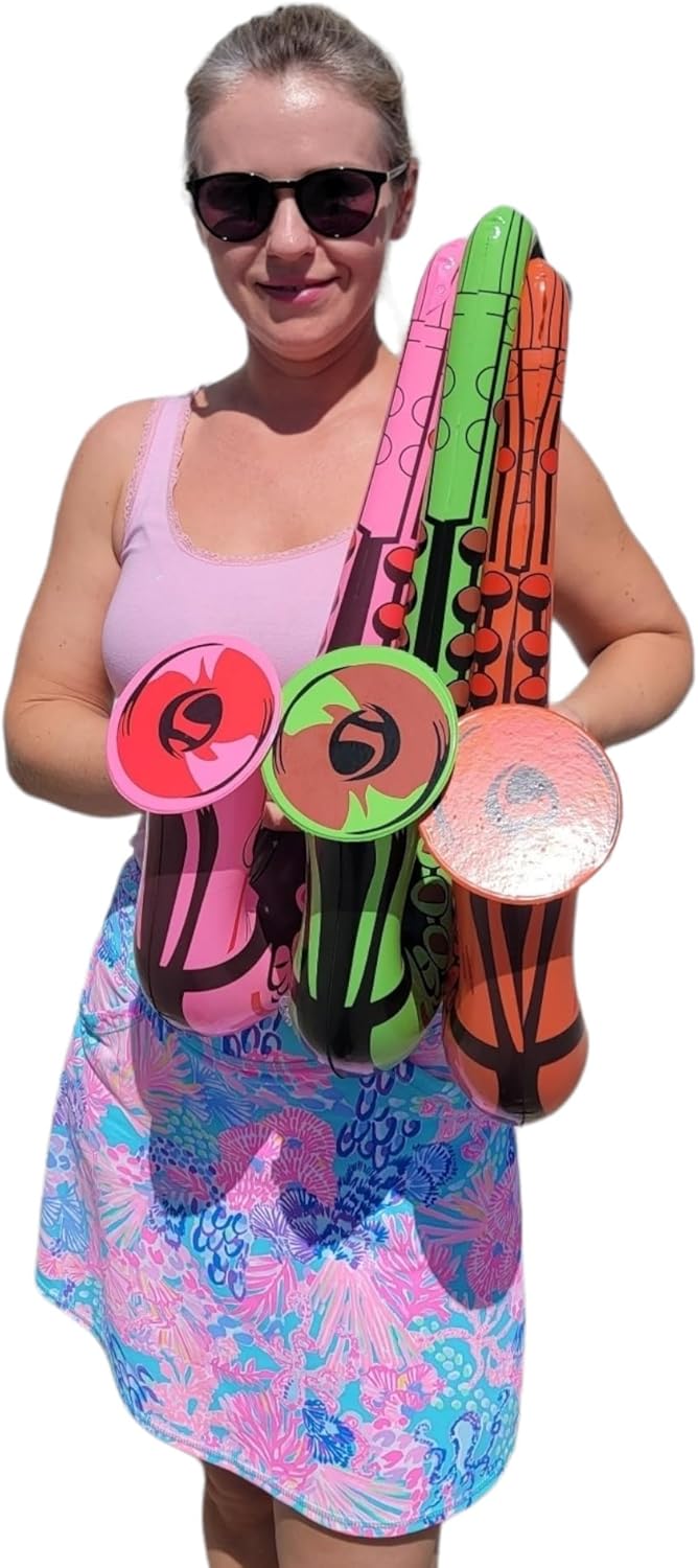 Saxofón colorido de 22 pulgadas infla (3 colores), instrumento musical inflable para juego simulado, concierto, jazz, sesión de fotos, cabina,