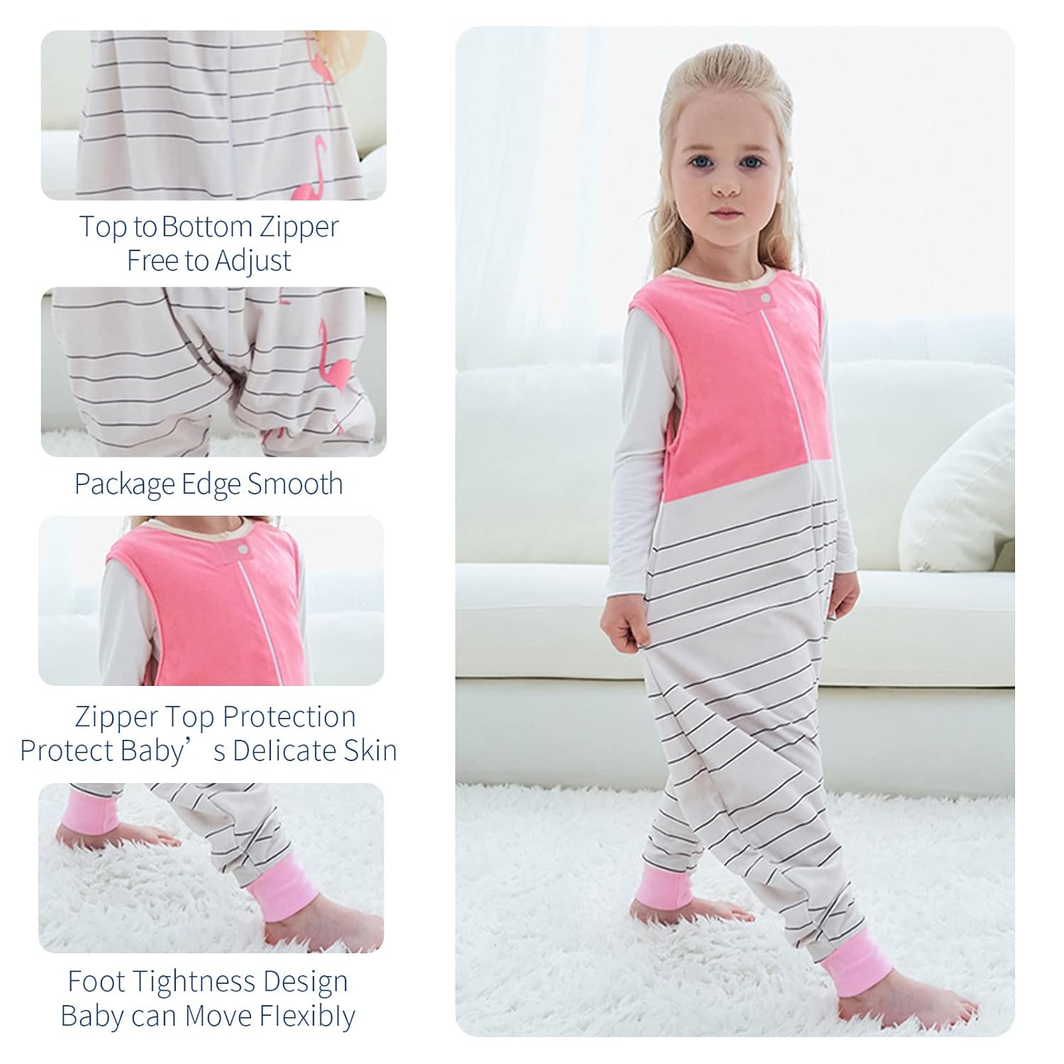 MICHLEY – Saco de dormir para bebé con pies, manta de invierno y primavera para bebés