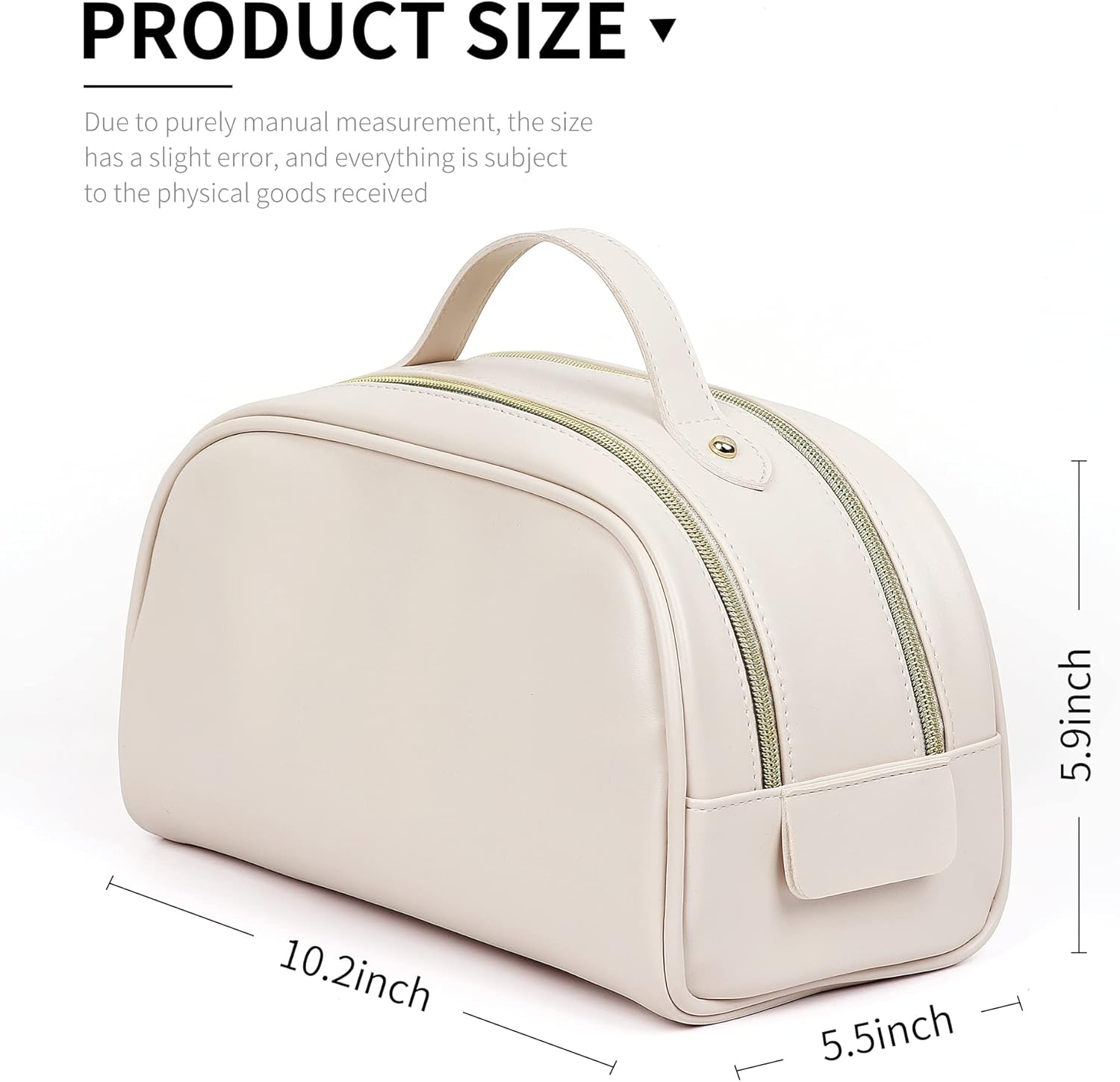 Miss or Miss Bolsa de maquillaje grande, bolsa de cosméticos de doble capa, bolsa de maquillaje de viaje, bolsa de maquillaje de cuero, bolsas de