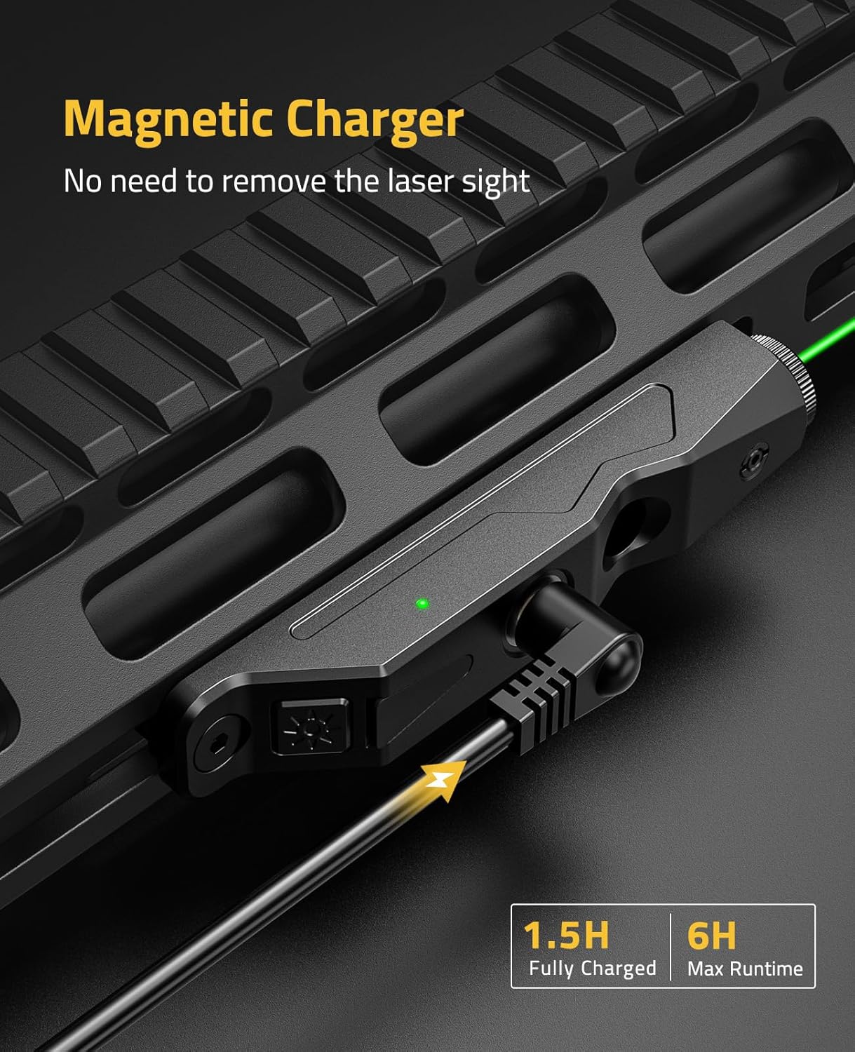 CVLIFE Mira láser verde compatible con riel M-Lok Picatinny, mira láser táctica con batería recargable magnética para rifle, capacidad