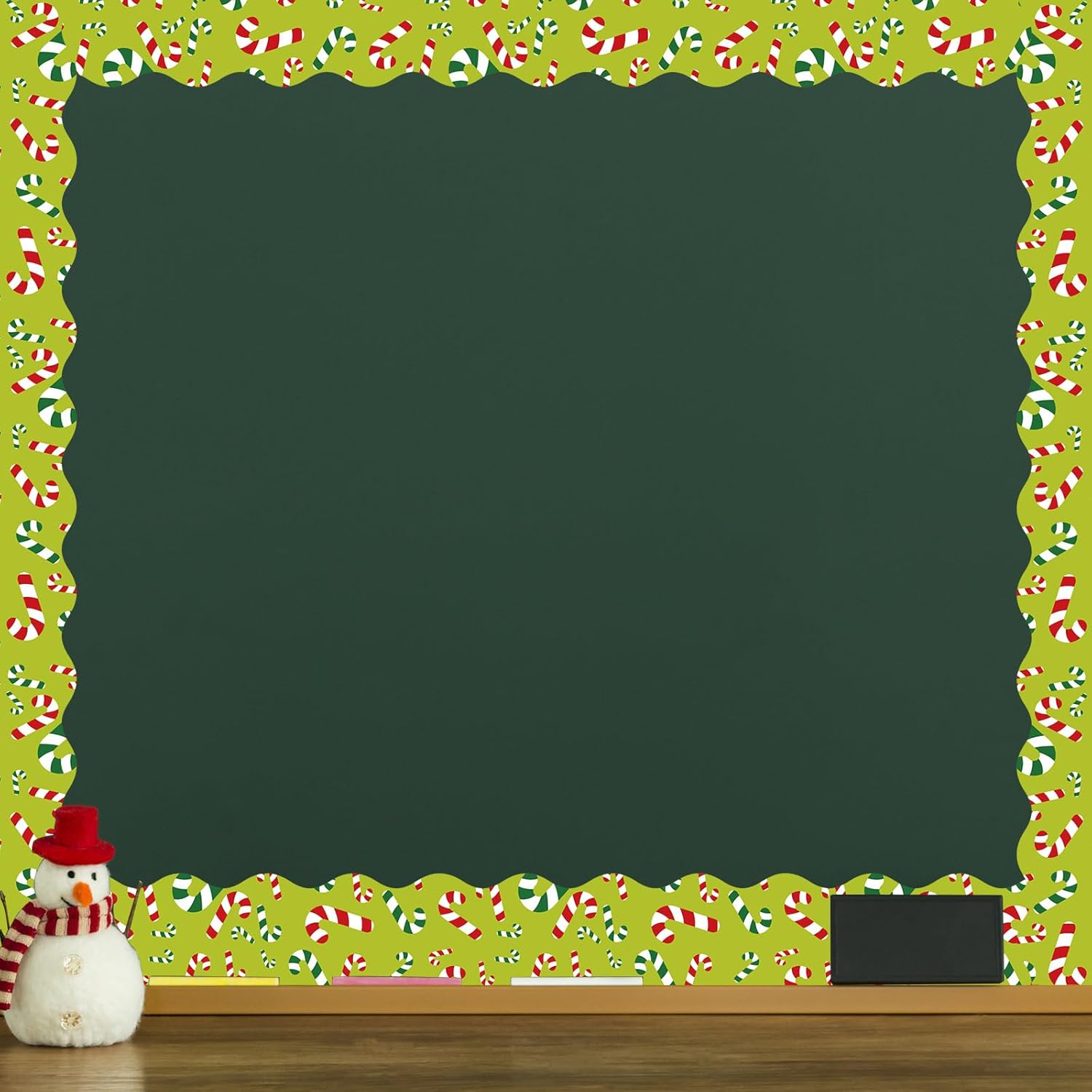 Whaline Bordes de tablón de anuncios de Navidad de 69 pies, muñeco de nieve, hombre de jengibre, caramelo, bulbo autoadhesivo, para decoración de