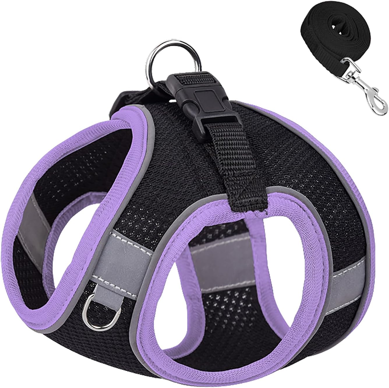 Juego de arnés y correa para perro, arnés para perro sin tirones, con bandas reflectantes, velcro a prueba de escape, chaleco de malla para perro,