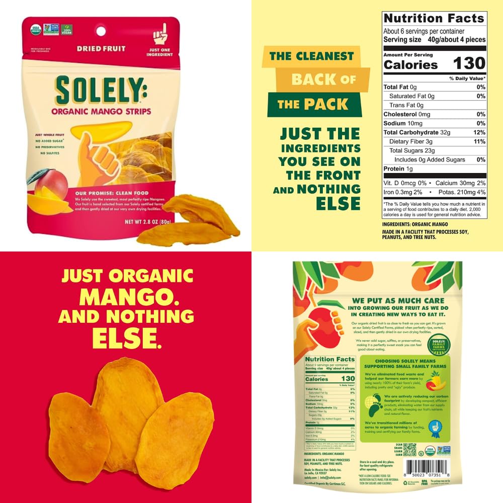 Paquete de 3 unidades de 3 unidades de frutas secas únicamente secas  1 de cada sabor (anillos de piña exclusivamente orgánicos de 5.5 onzas,