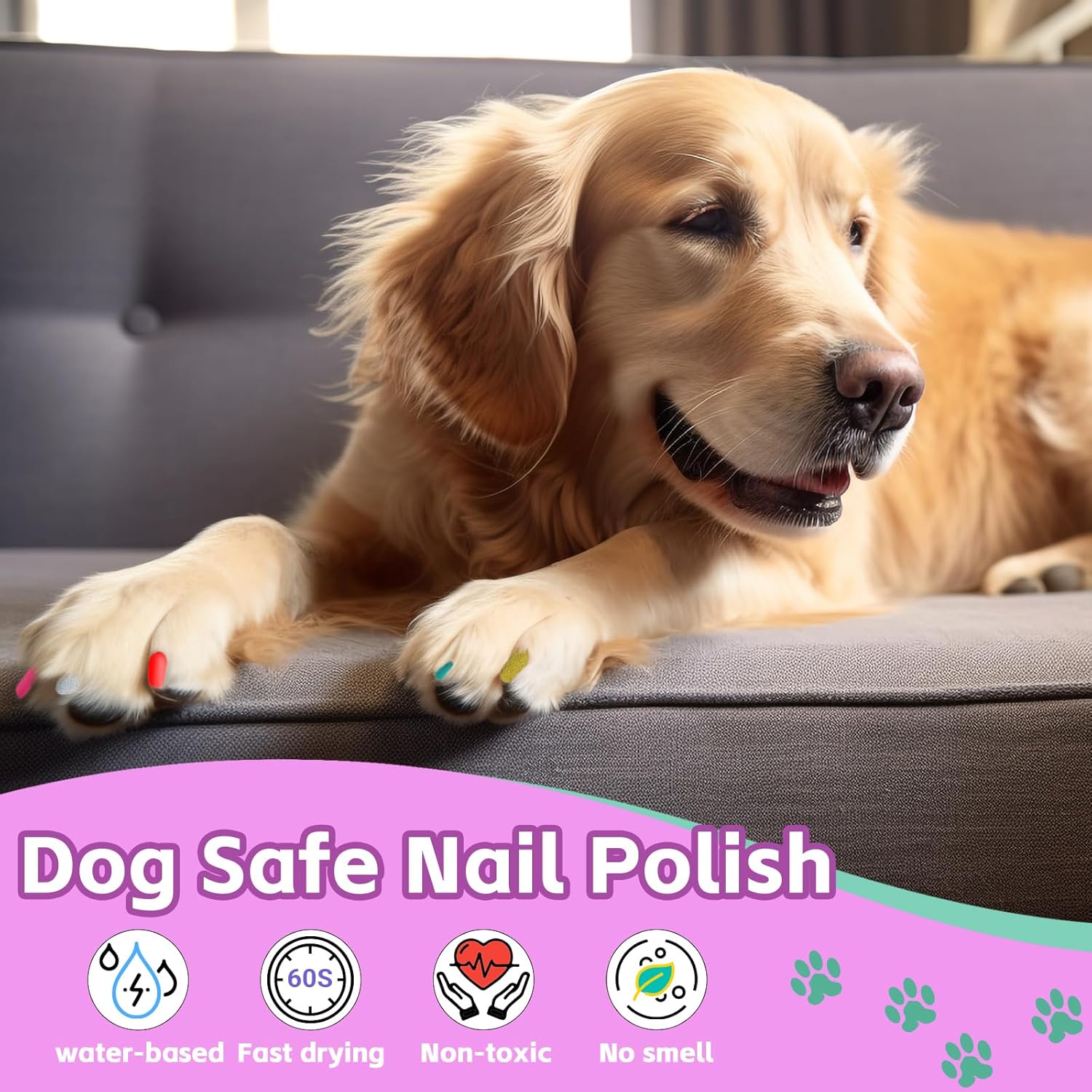 Esmalte de uñas para perro, 18 colores, de secado rápido, no tóxico, inodoro, fácil de aplicar con puntas de pincel, larga duración, uñas para