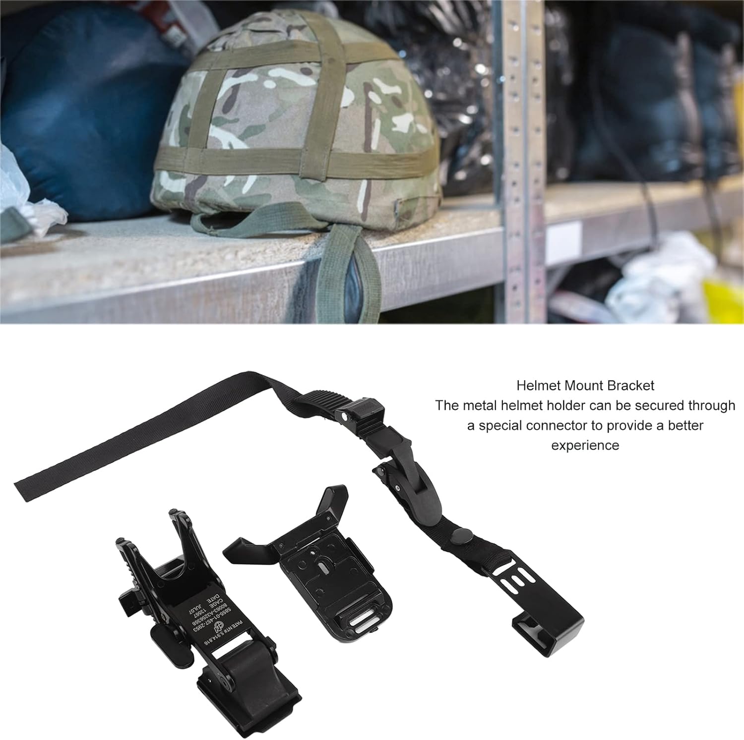 Fabater Soporte de gafas de visión nocturna, correa de sujeción para casco NVG, soporte táctico para casco, ángulo ajustable, soporte de montaje