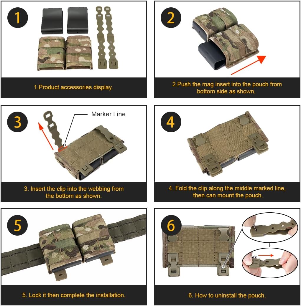 IDOGEAR – Bolsa para rifle Molle de 0.219 in, soporte para cargador de cargador con parte superior abierta para AR Mag con inserto de liberación