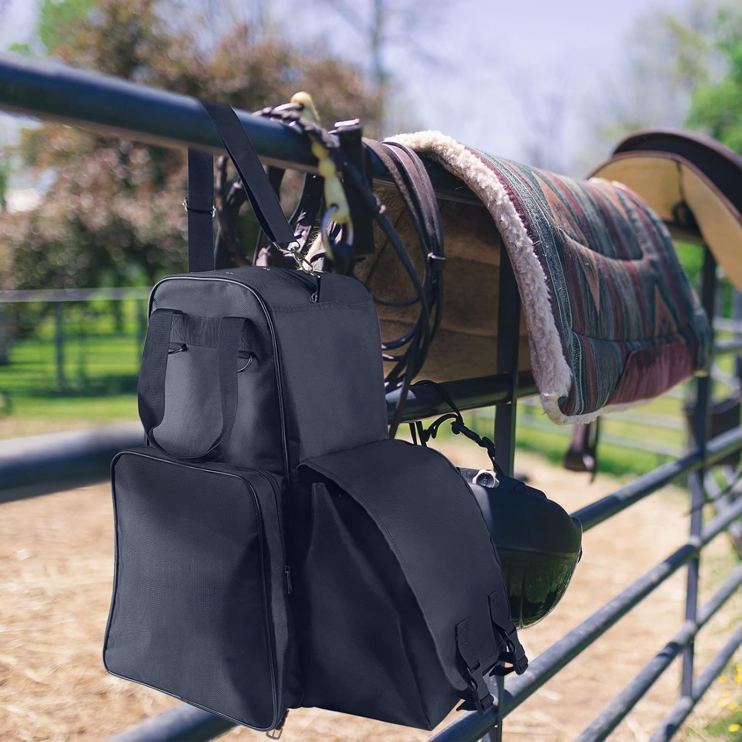 Harrison Howard Equestrian Pack Equipment Bolsa de transporte multifuncional para botas Casco Horsewhip Horse Riding Pack Equipment – Navy