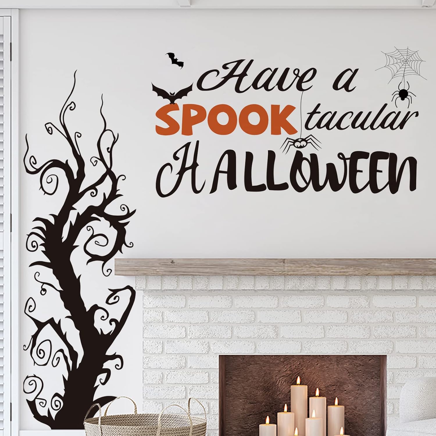 Calcomanías de pared de Halloween, decoración del hogar, murciélagos, castillo antiguo, decoración del hogar, arte de pared extraíble para