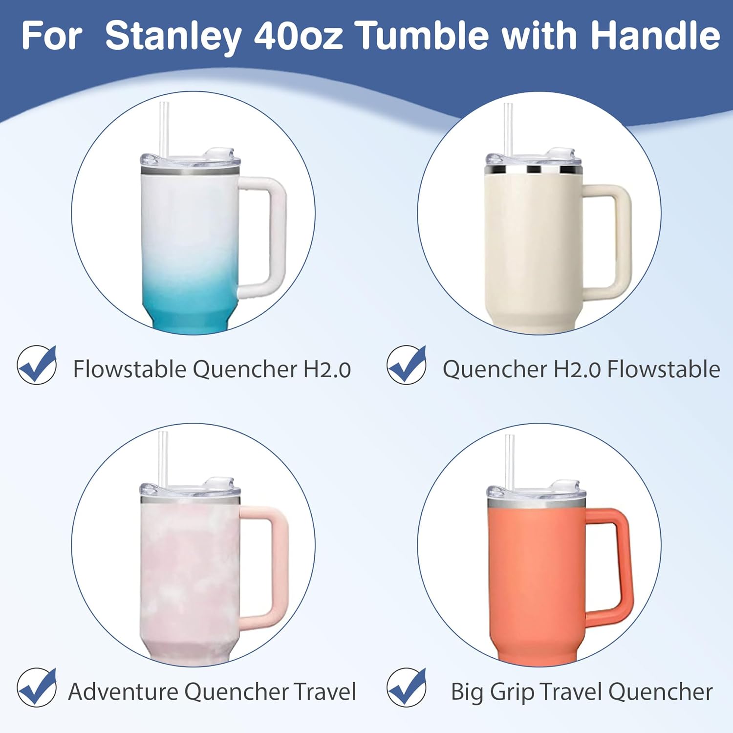 Tapa de repuesto para vaso de 40 onzas para Stanley Cup  Paquete de 2 fundas de tapa a prueba de derrames resistentes a salpicaduras  Tapas