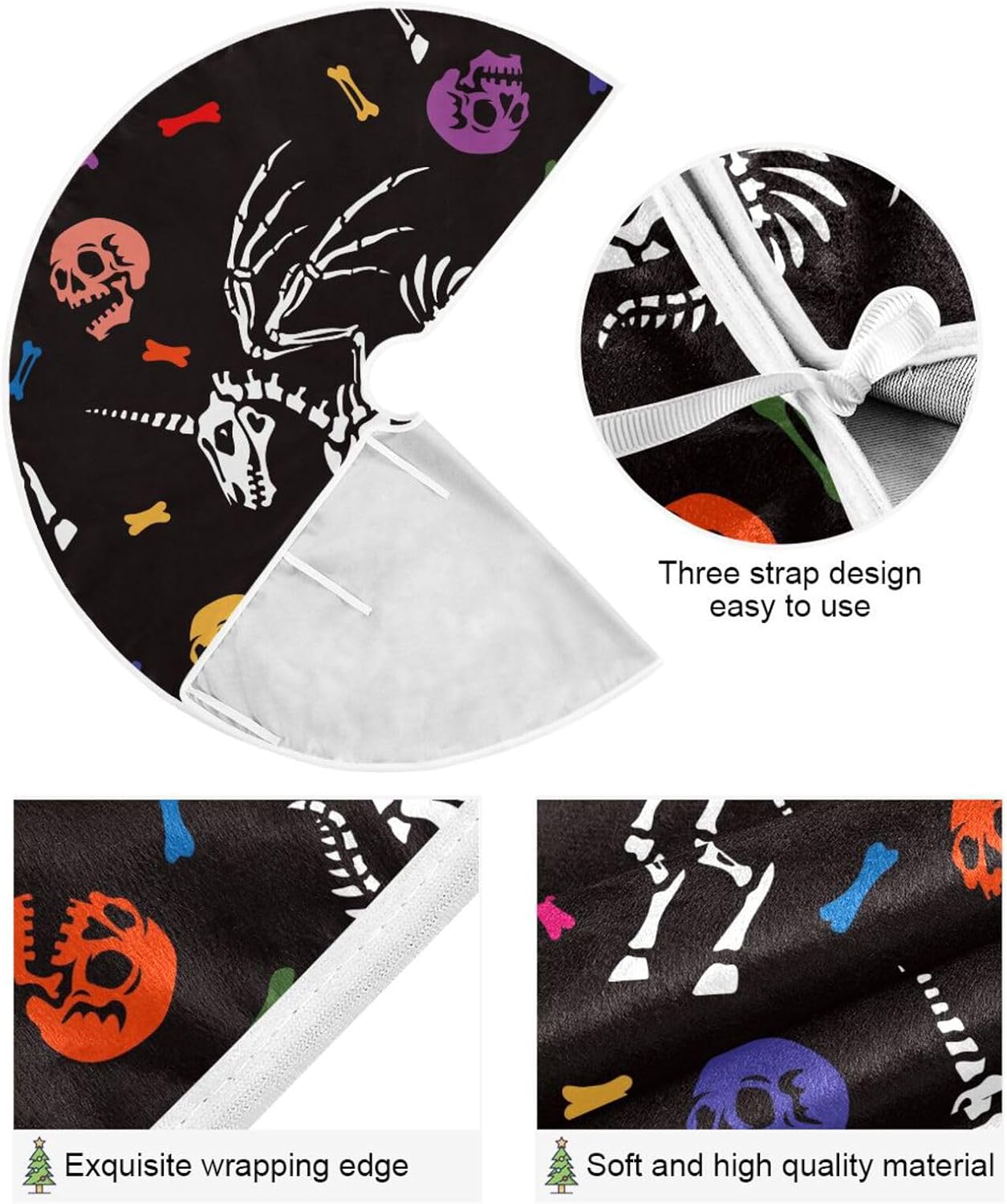 Skeleton Pegasus Horn Christmas Treeskirt, Tree Skirt Decorations, 35.4 in Christmas Tree Skirts Washable, Tree Skirt Merry Christmas