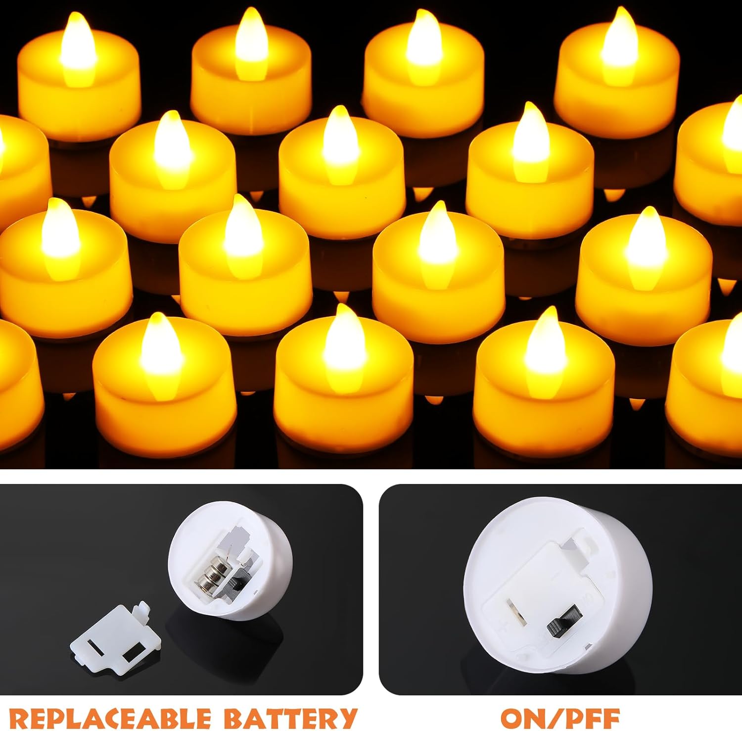 50 juegos de bolsas de luminarias con velas que incluyen 50 velas LED sin llama, velas de té LED y 50 bolsas luminarias para Navidad, Acción de
