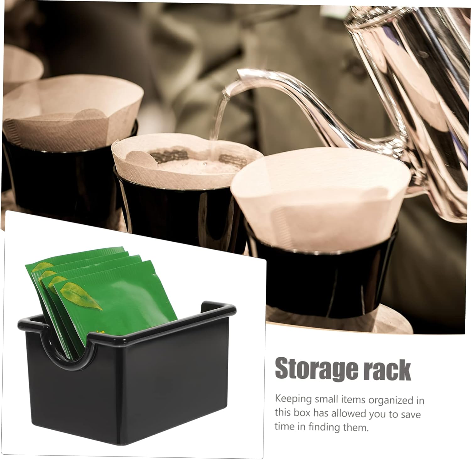 TIDTALEO Caja de almacenamiento de cápsulas de café, bolsas de té, paquetes de azúcar, soportes para bolsitas de té, contenedor de aperitivos,