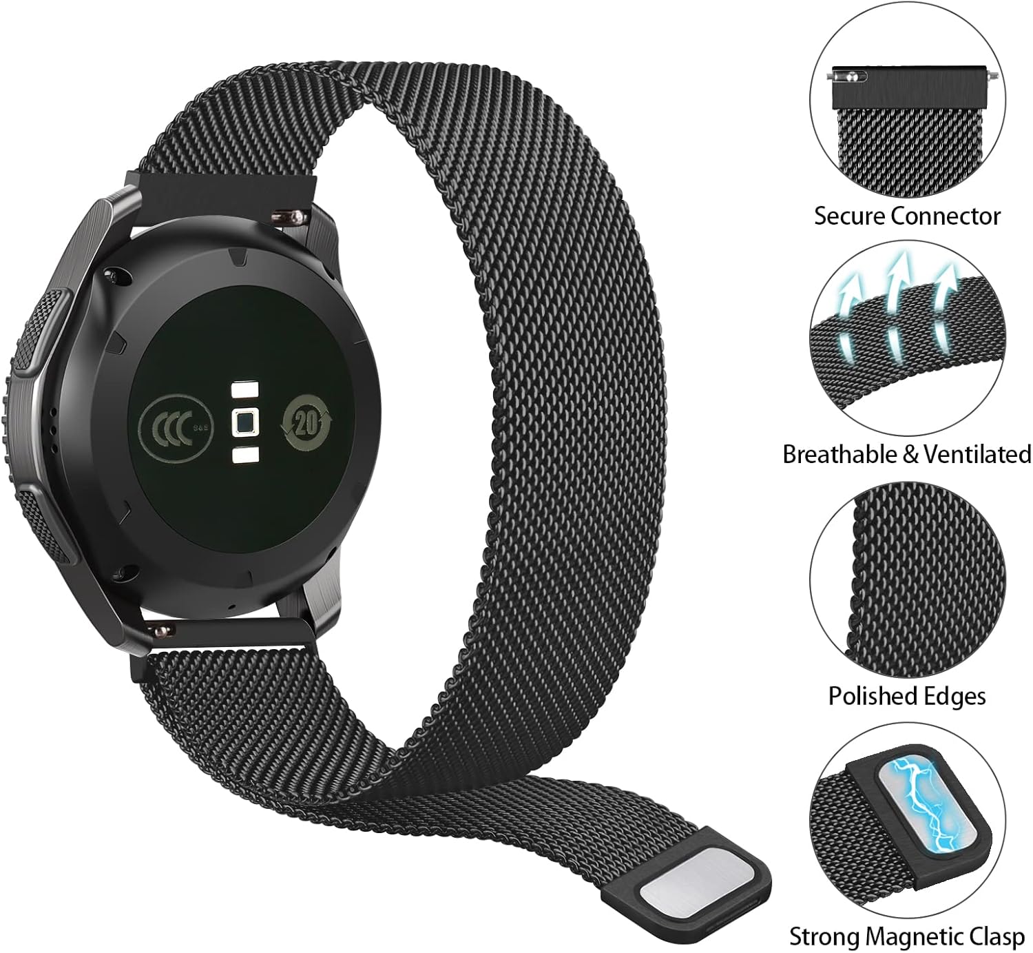 Meliya Bandas para Samsung Gear S3 FrontierClassic Bandas para mujeres y hombres, banda de repuesto de metal de acero inoxidable de 0.866 in para
