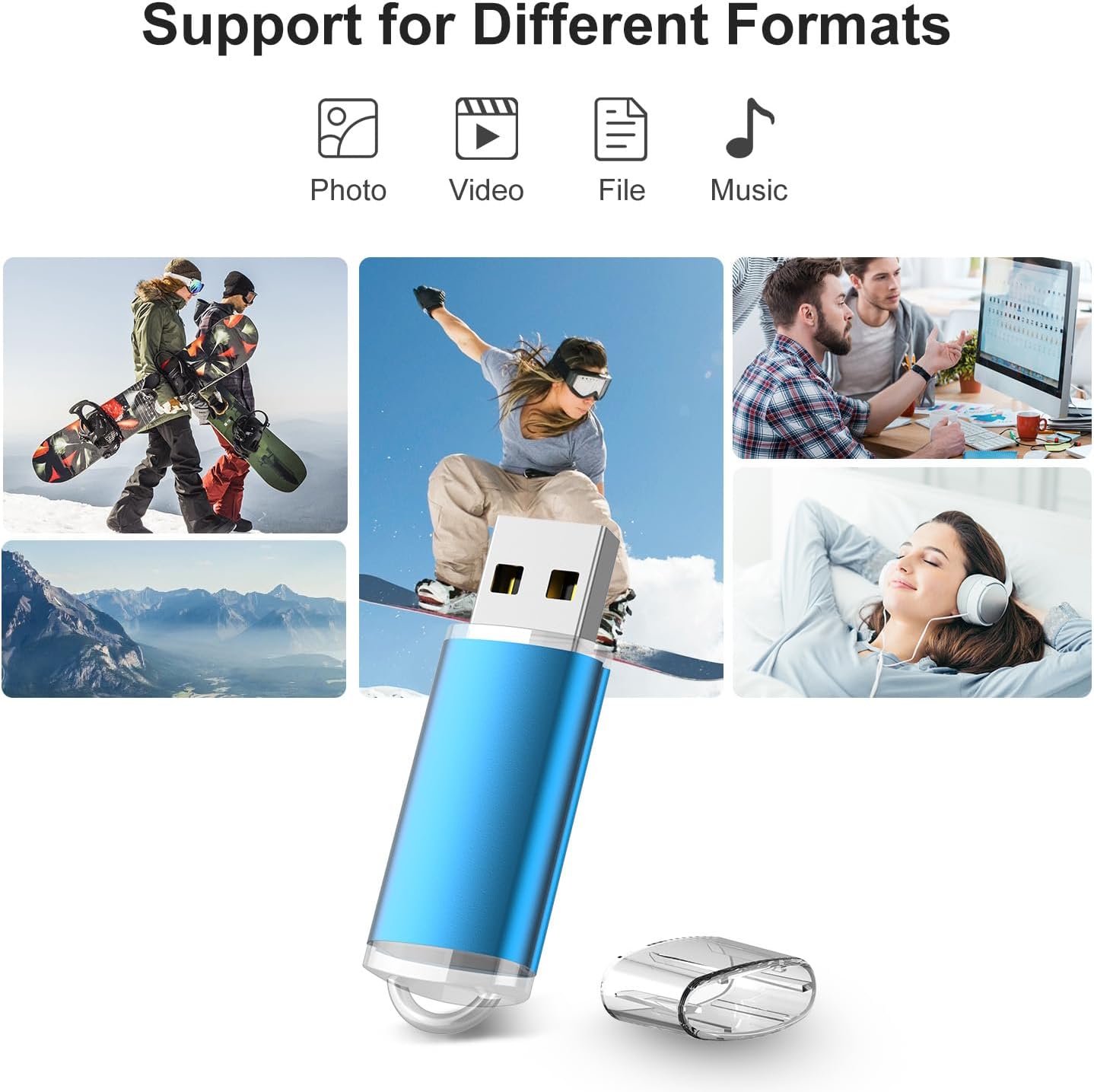RAOYI Paquete de 10 unidades flash USB de 4 GB USB 2.0 Memory Stick Bulk Pulgar Drive Pen Drive Jump Drive-Blue