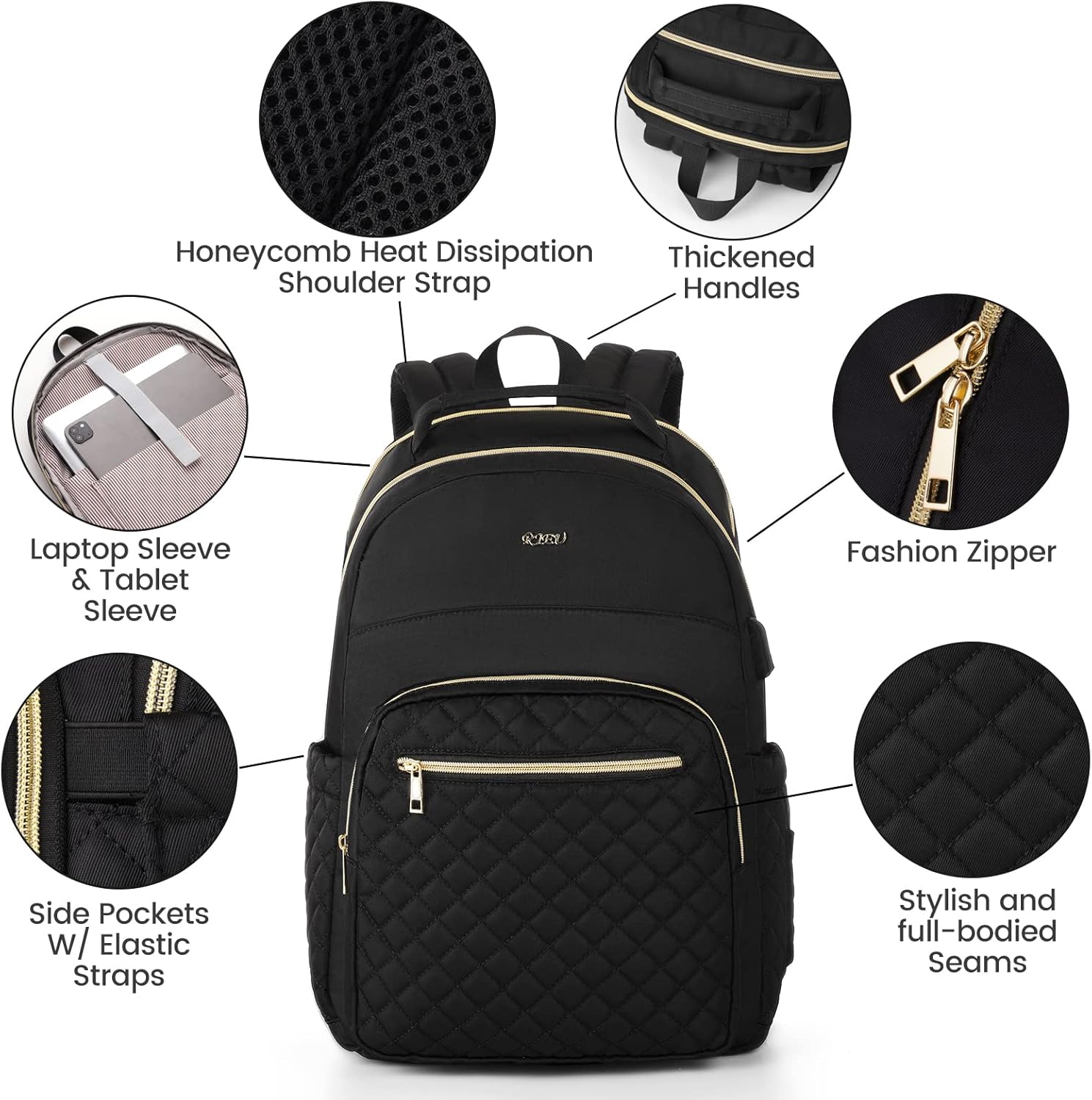 RJEU Mochila para laptop para mujer, adolescente, niña, escuela secundaria, bolsas de libros para estudiantes universitarios para gimnasio, camping,