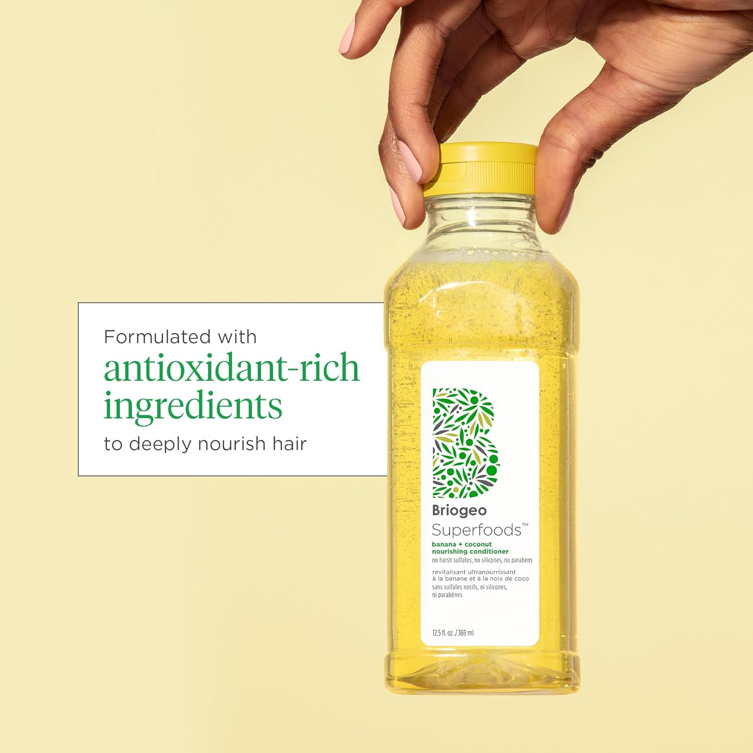 Briogeo Superfoods Champú nutritivo de plátano + coco, repone el cabello opaco y seco y apoya el cabello y el cuero cabelludo saludables, vegano,