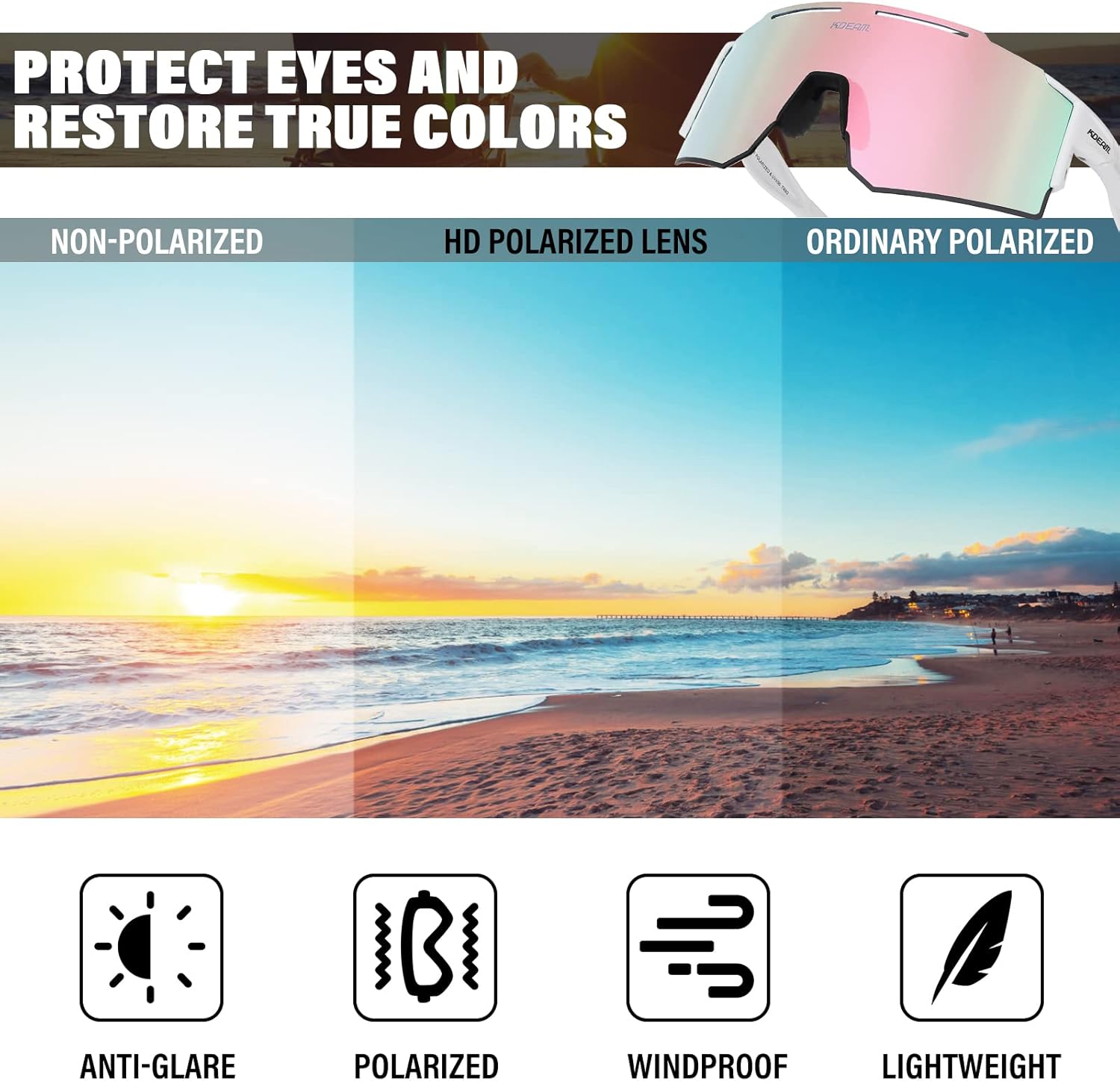 Gafas de sol polarizadas deportivas para hombres y mujeres, UV400, gafas de ciclismo resistentes al viento, para conducir, correr, golf