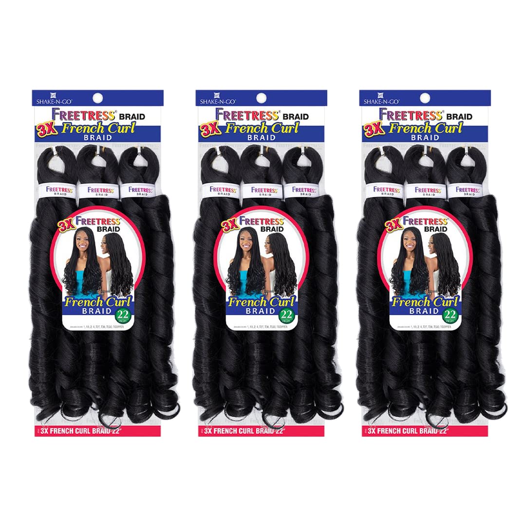 FREETRESS BRAIDS 3 trenzas rizadas francesas de 22 pulgadas (paquete de 3, 2)