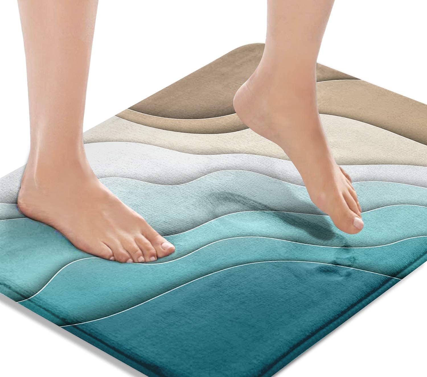 Britimes Tapetes de baño para baño, tapetes de baño antideslizantes, cubierta lavable de playa abstracta, tapete para decoración de baño, 16 x 24