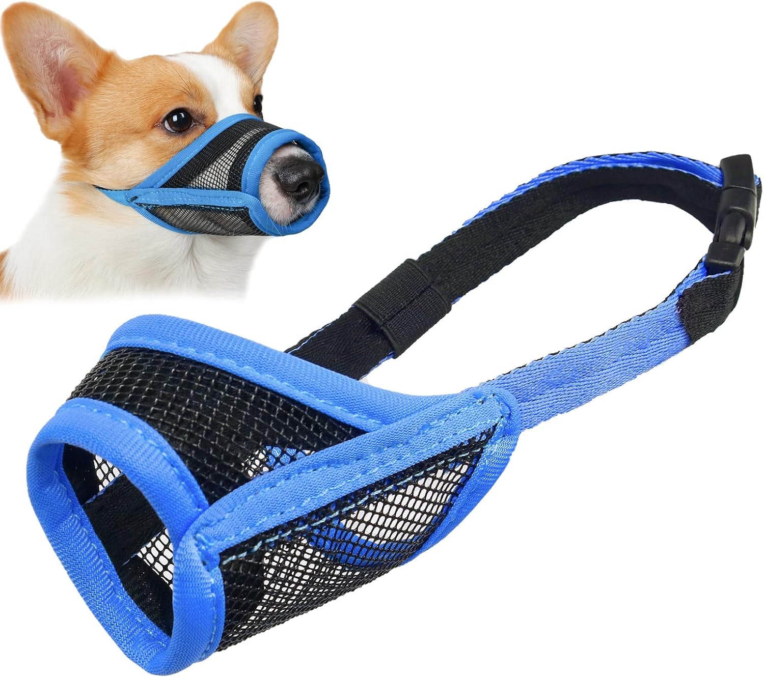 LUCKYPAW Bozal para perro, bozal de malla para perros pequeños, medianos y grandes, bozal suave para evitar que muerdan, bozal ajustable y
