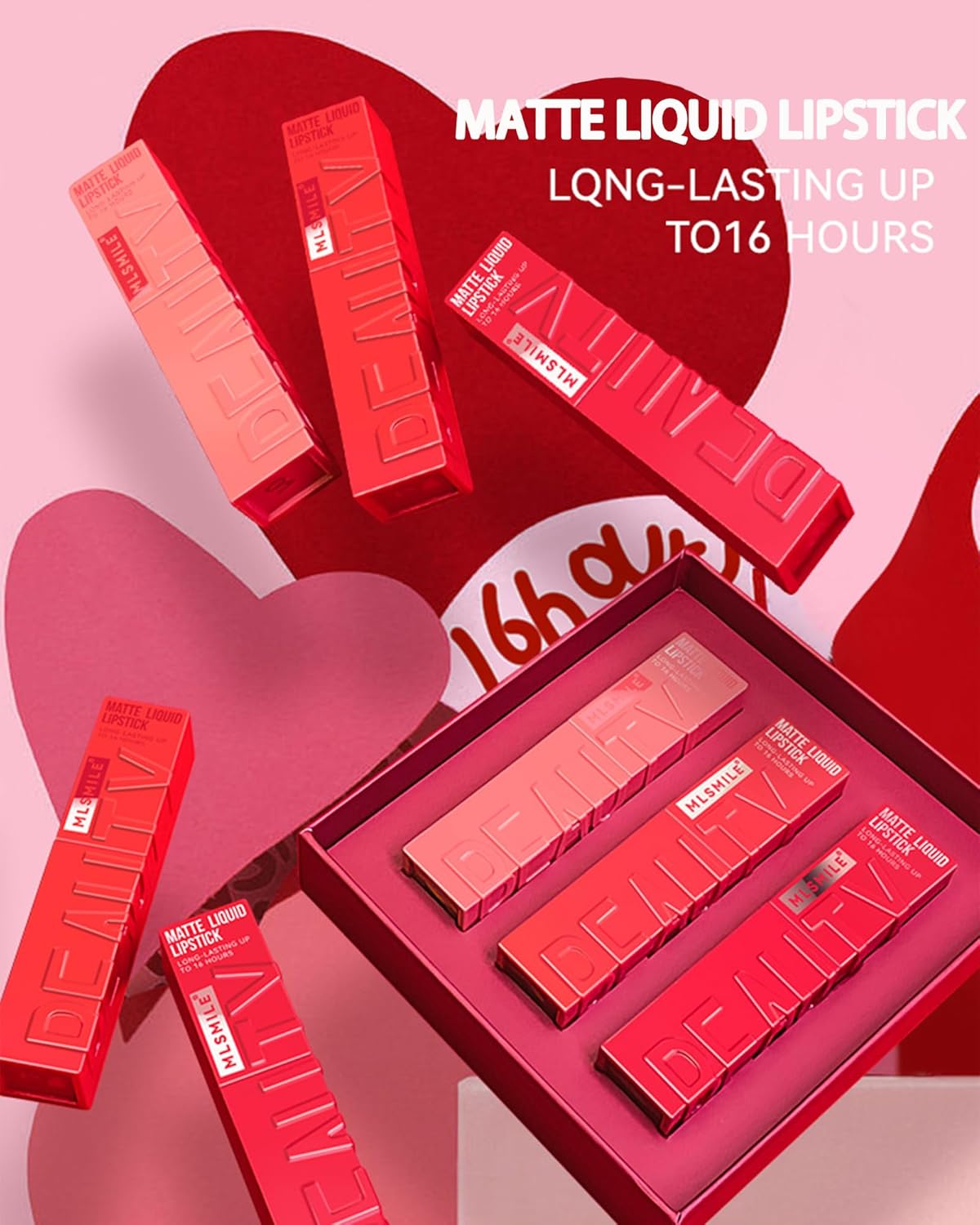Juego de lápices labiales líquidos mate, 3 unidades, tinte de tinte de labios de alta pigmentación, brillo labial de terciopelo mate, hasta 16 horas