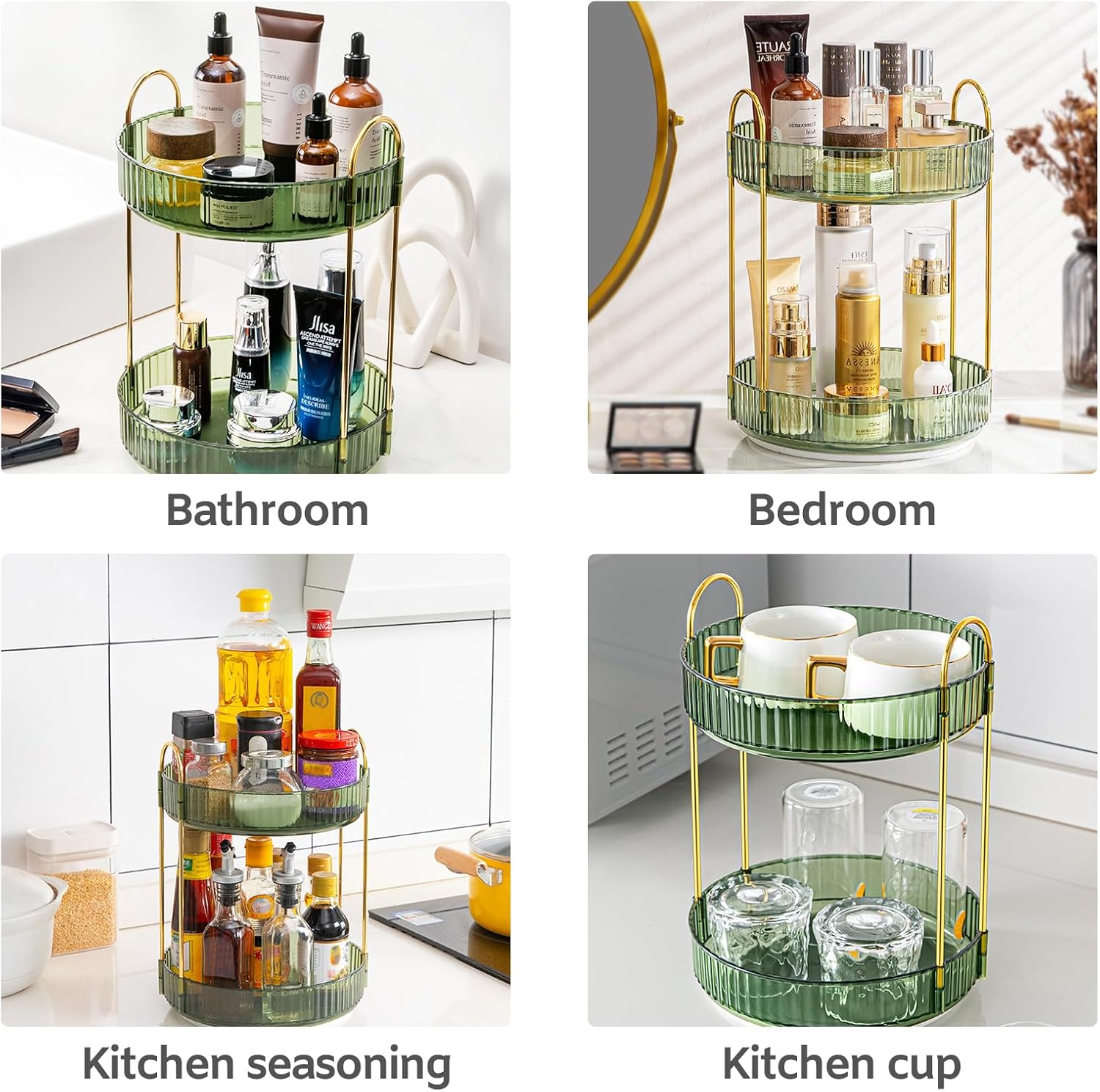 Organizador de maquillaje giratorio de 360, bandejas de baño, organizador de encimera, carrusel de maquillaje, estante giratorio de gran capacidad,