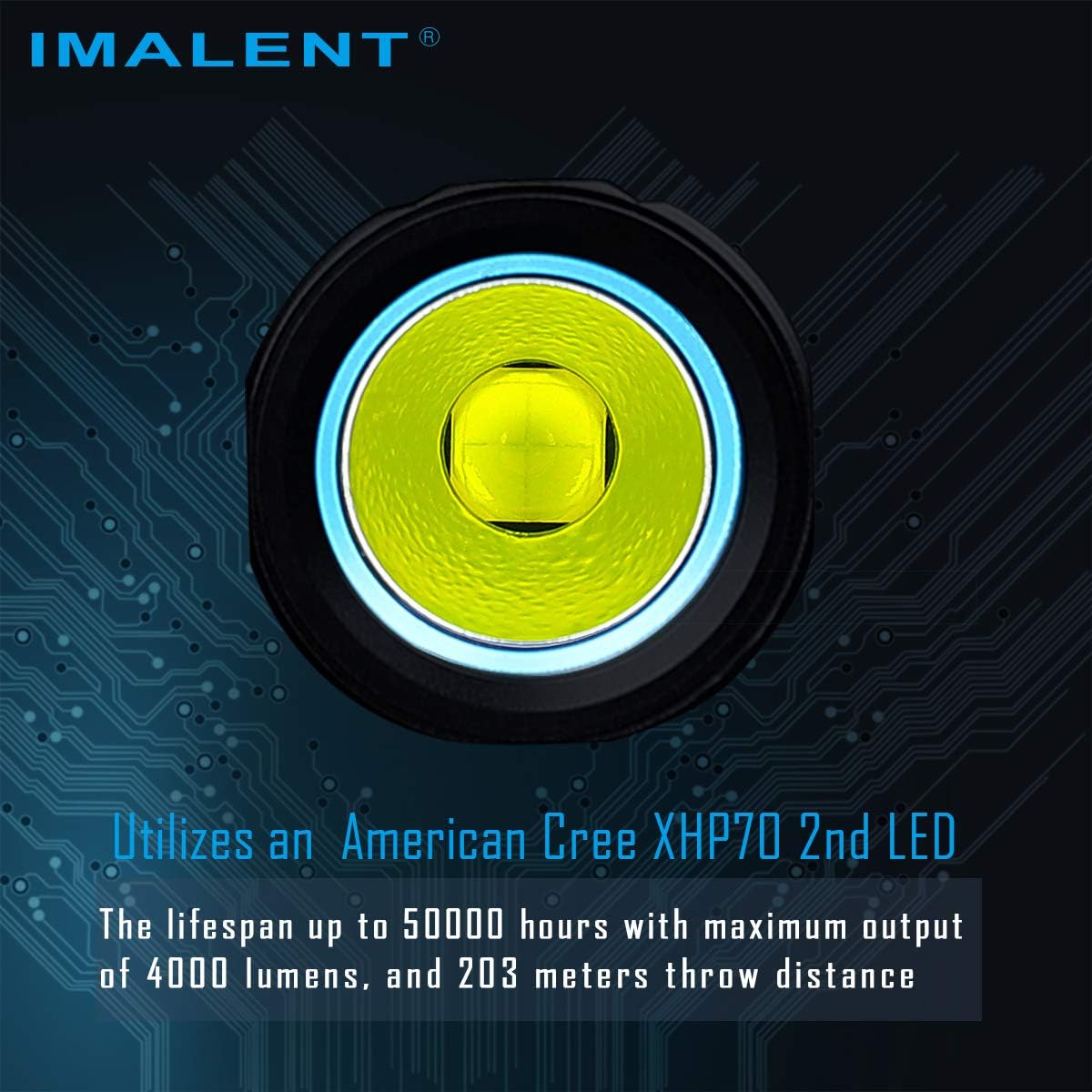 IMALENT LD70 EDC linterna de mano recargable, alto rendimiento 4000 lúmenes con un CREE XHP70.2 LED, 5 niveles de claridad para acampar y senderismo