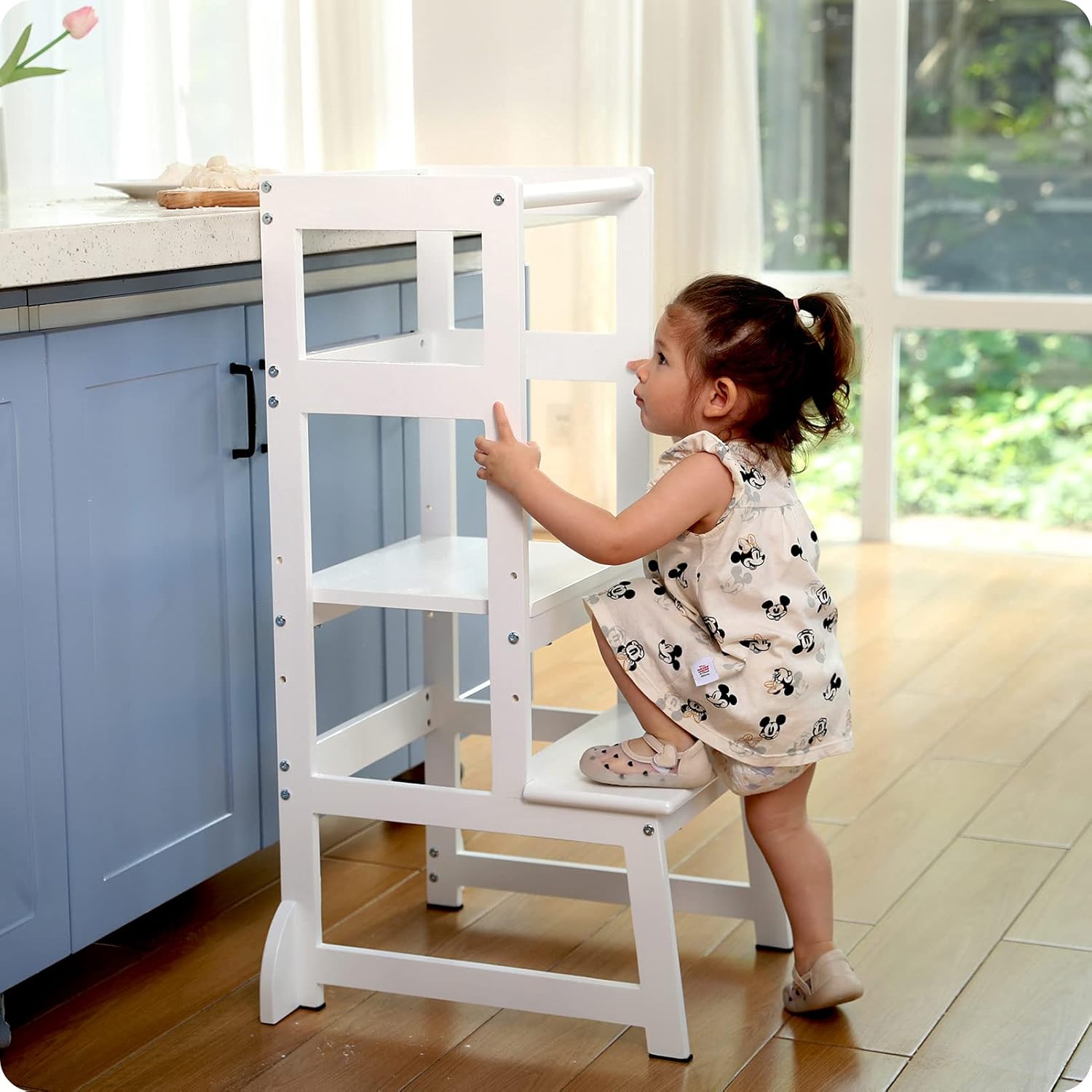 Taburete de cocina ajustable en altura para niños pequeños, taburete de aprendizaje Montessori para niños, torre de pie para bebé, ayudante de pie
