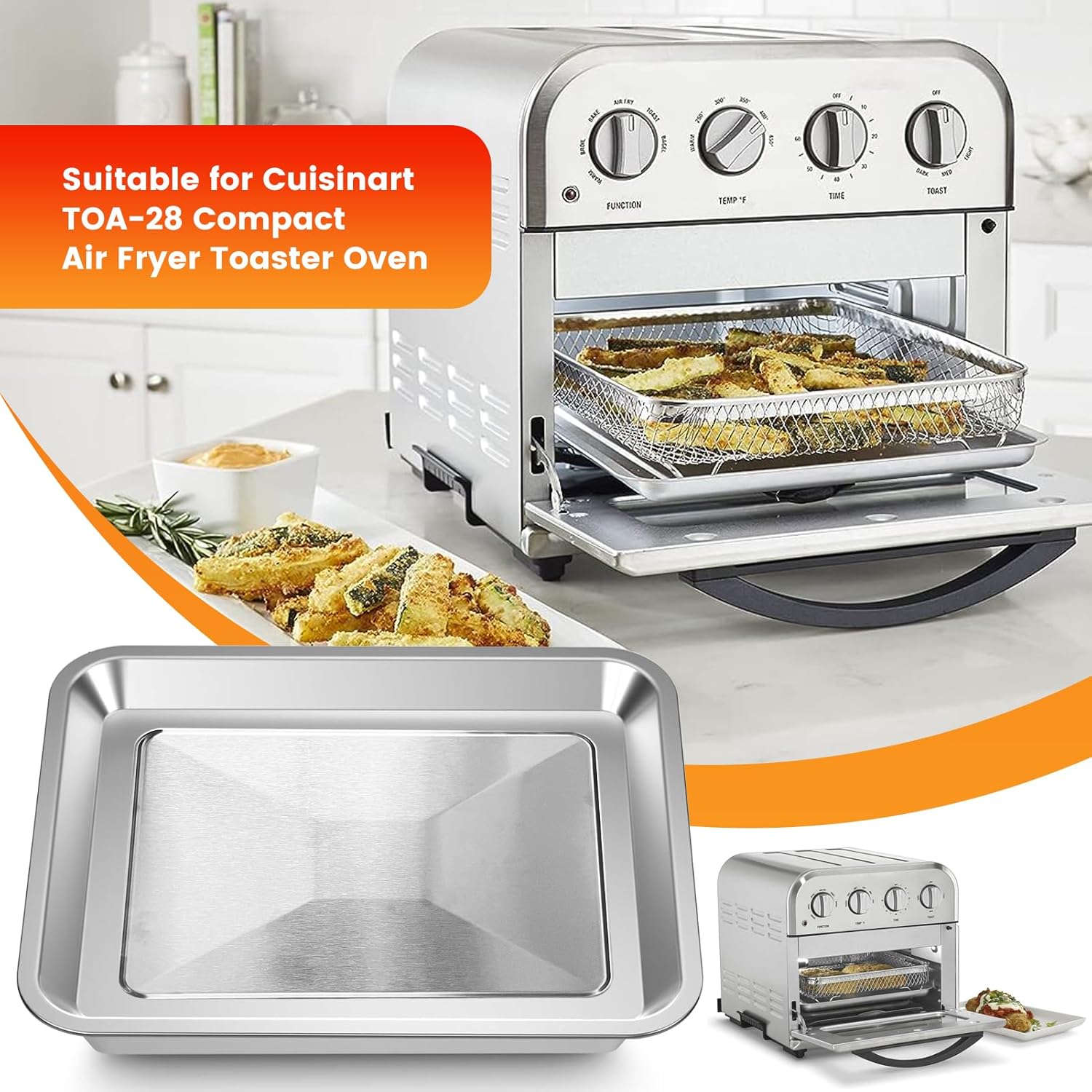 Bandeja de repuesto para freidora de aire Cuisinart TOA-26 TOA-28, horno de convección para freidora de aire, 10.7 x 9.8 pulgadas, malla