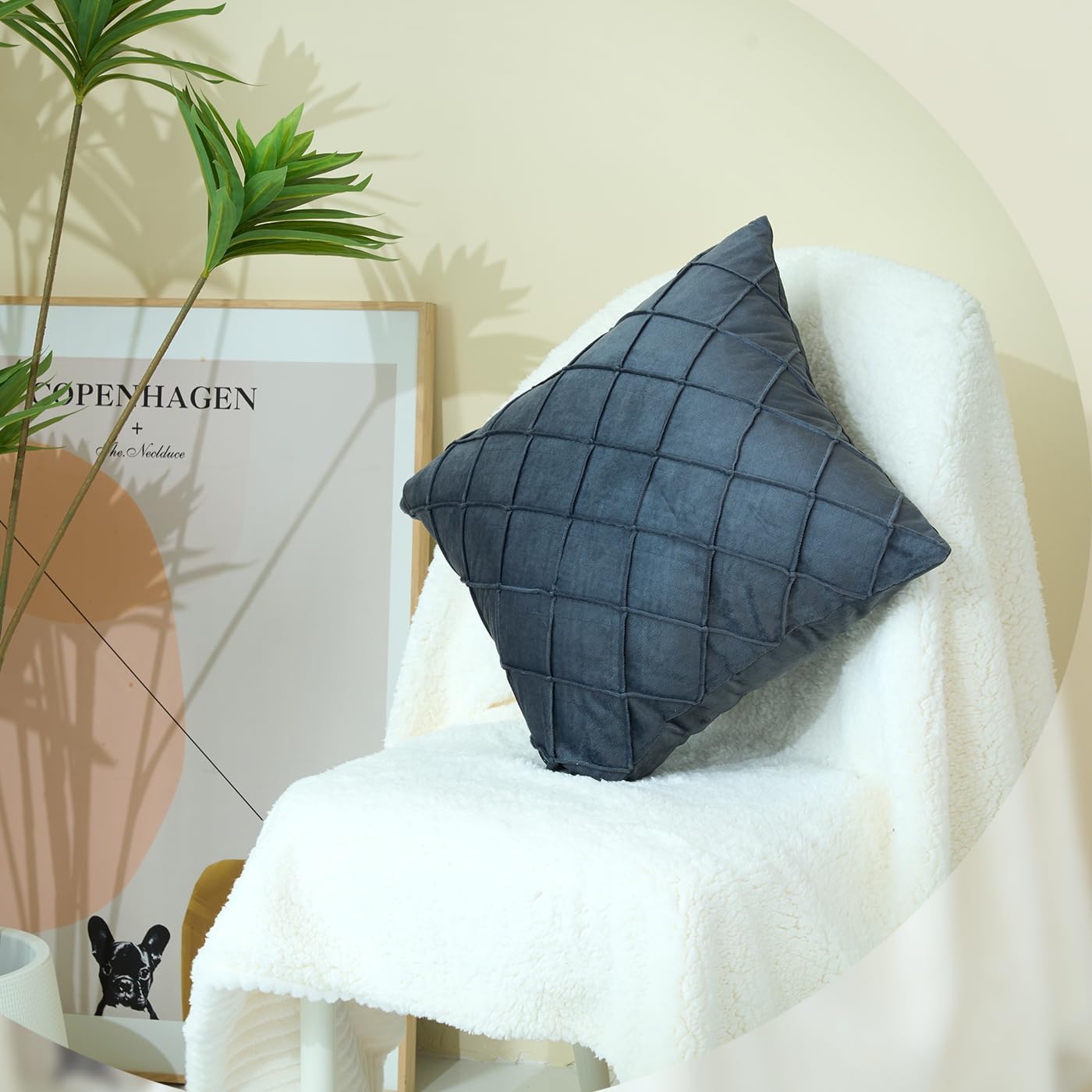 Sioloc Juego de 2 fundas de almohada decorativas de terciopelo, fundas de cojín cuadradas y suaves para el hogar, sofá o cama, 18 x 18 pulgadas,