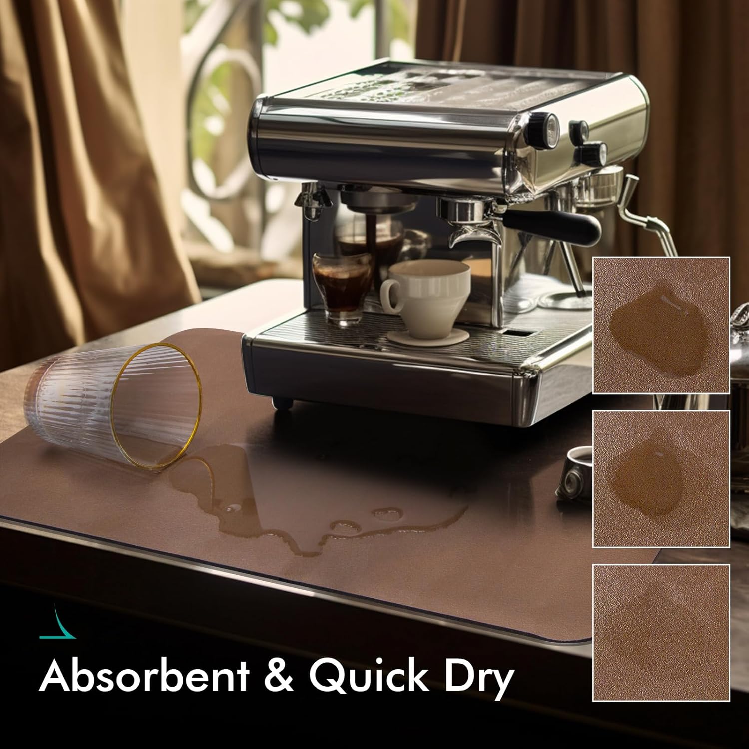 LIMNUO Tapete para cafetera, tapete para cafetera, tapete absorbente para secar platos para encimera de cocina, debajo de la cafetera, cafetera,