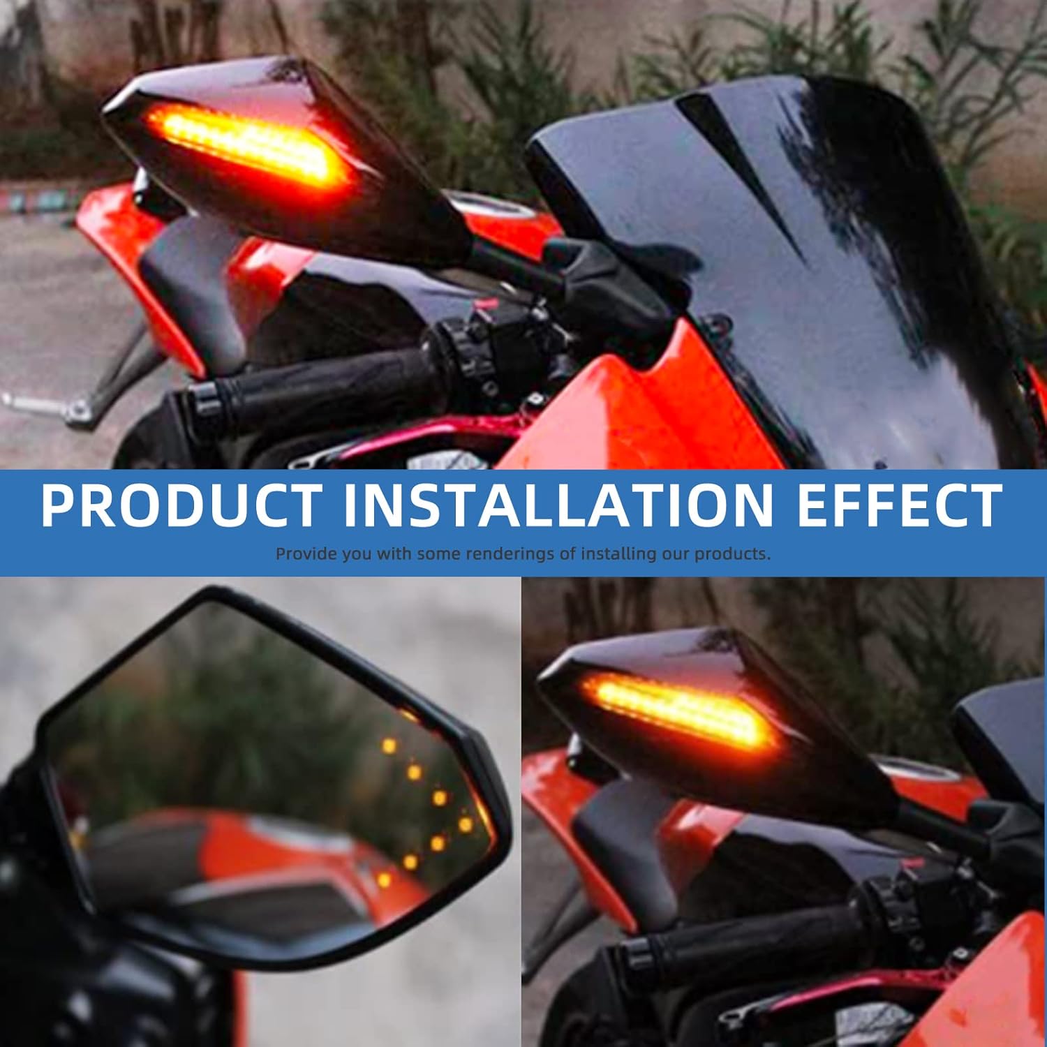 Espejos laterales integrados Espejo retrovisor motocicleta Aaccessories motocicleta LED intermitente espejos compatibles con Honda CBR600RR CBR250R