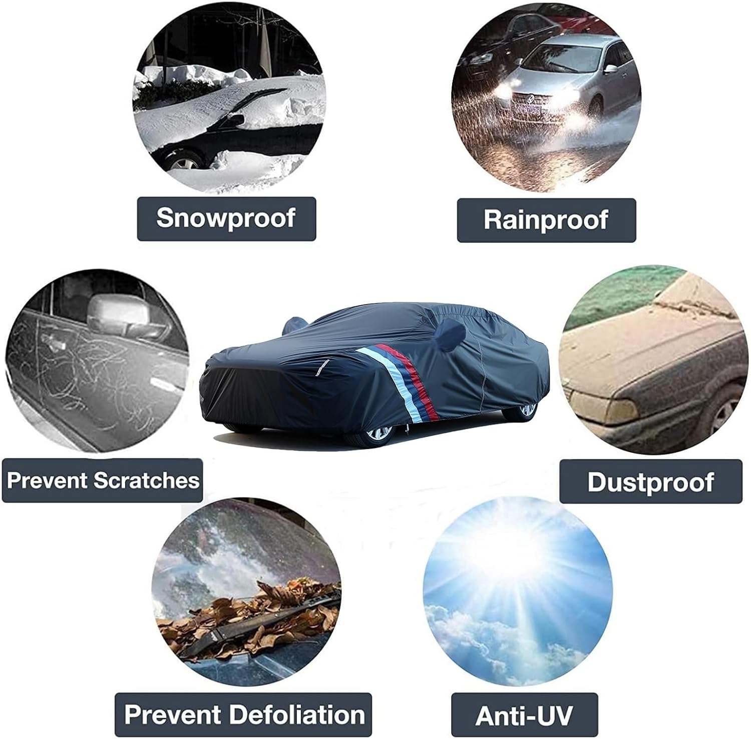 Funda impermeable para automóvil Volvo C70 V40 V50 V60 XC40 XC90, funda impermeable transpirable grande con cremallera, cubierta completa