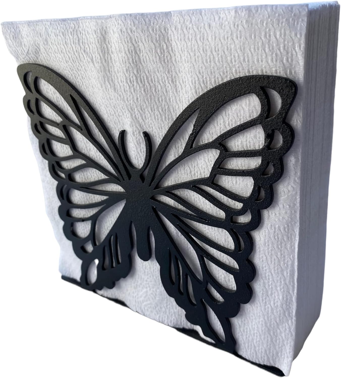 Servilletero negro para mesa, servilletero con diseño de mariposa, dispensador de pañuelos para encimeras de cocina, mesa de comedor y picnic,