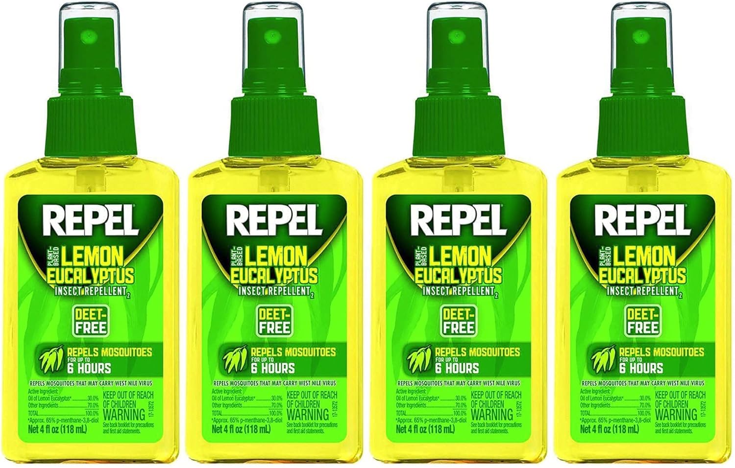 Repelrepelente natural de insectos con limón y eucalipto, con atomizador, 4 onzas, paquete de 6, paquete de 4