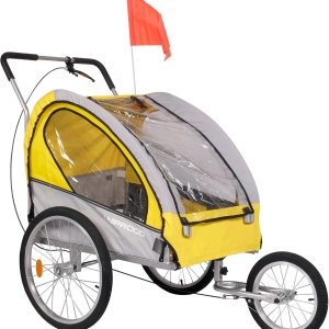Carrito de remolque de bicicleta para perros, 2 en 1, para mascotas, para viajes, con reflectores, freno de estacionamiento, acoplador universal de Carrito de remolque de bicicleta para perros, 2 en 1, para mascotas, para viajes, con reflectores, freno de estacionamiento, acoplador universal de
