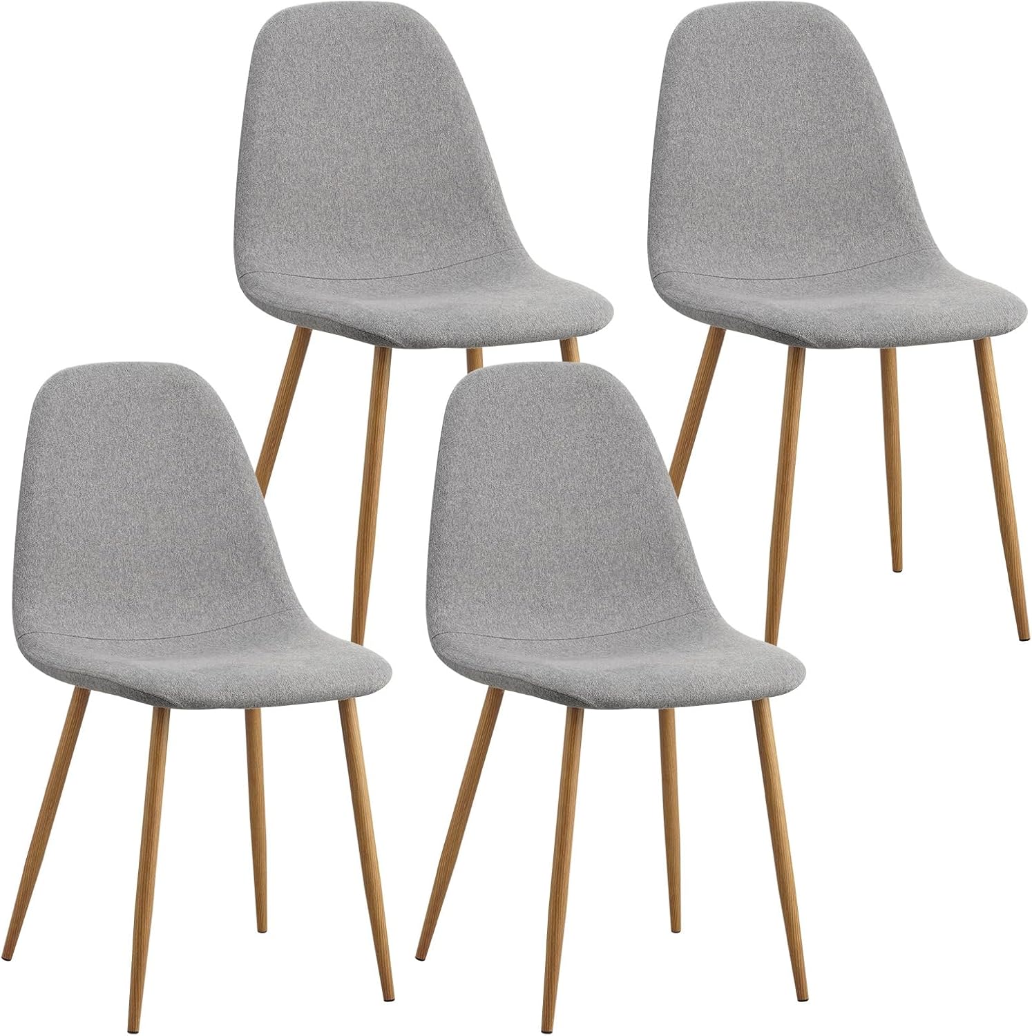 Juego de 4 sillas de comedor, sillas laterales de tela moderna de mediados de siglo, respaldo curvado tapizado sin brazos con patas de metal,