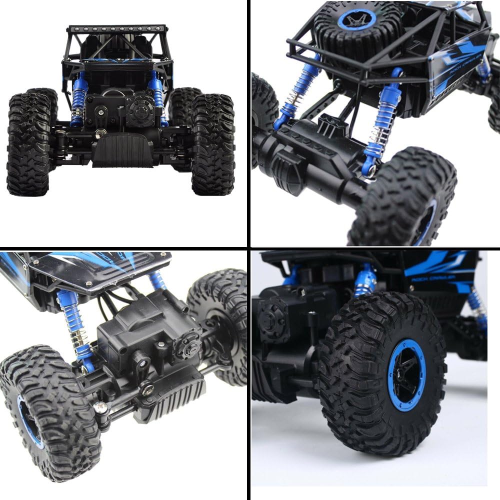 SZJJX Camión monstruo de 2.4Ghz 4WD todo terreno RC Rock Crawler con 2 baterías, auto a control remoto para niños y niños, azul