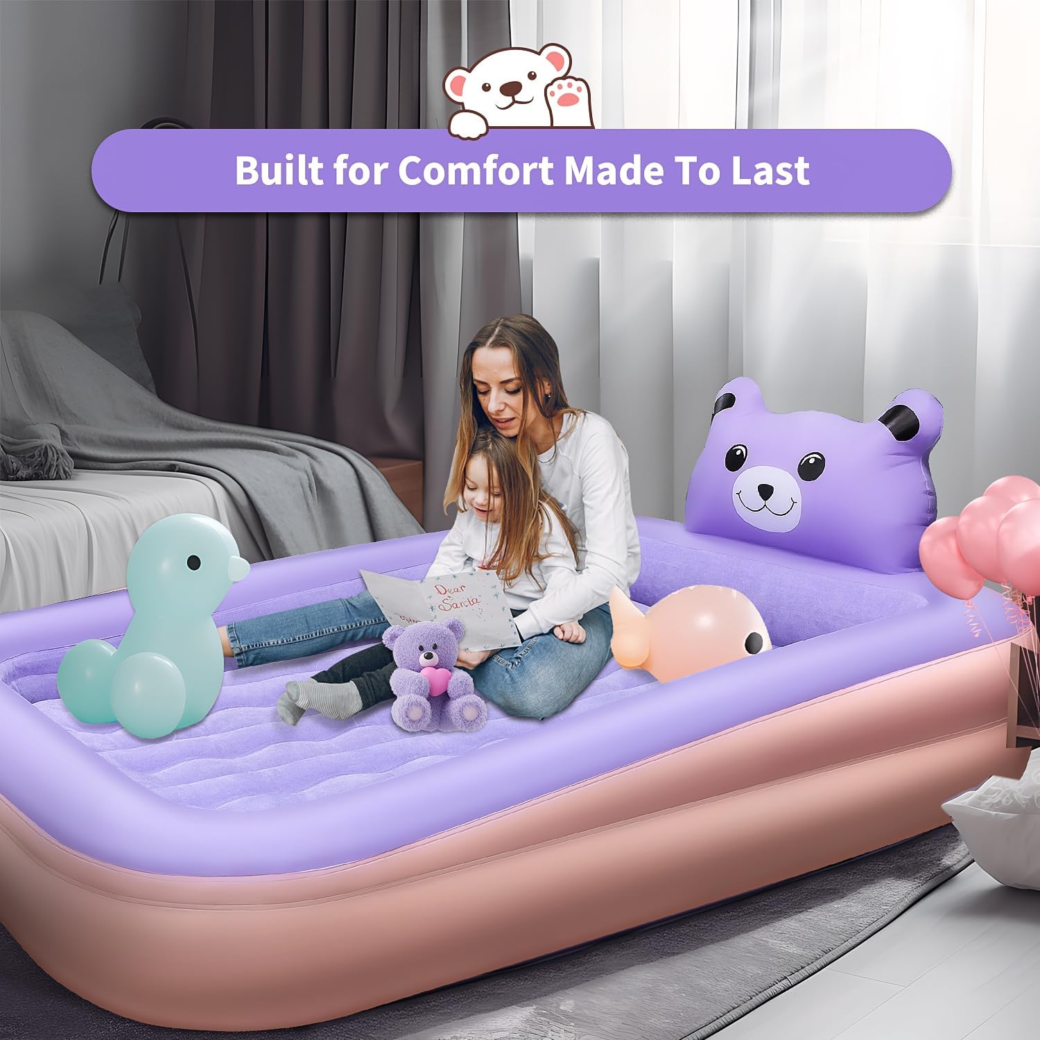 Cama de aire plegable para niños, cama de viaje para niños, colchón de aire para niños, cama de aire para niños, cama de viaje inflable, cama de