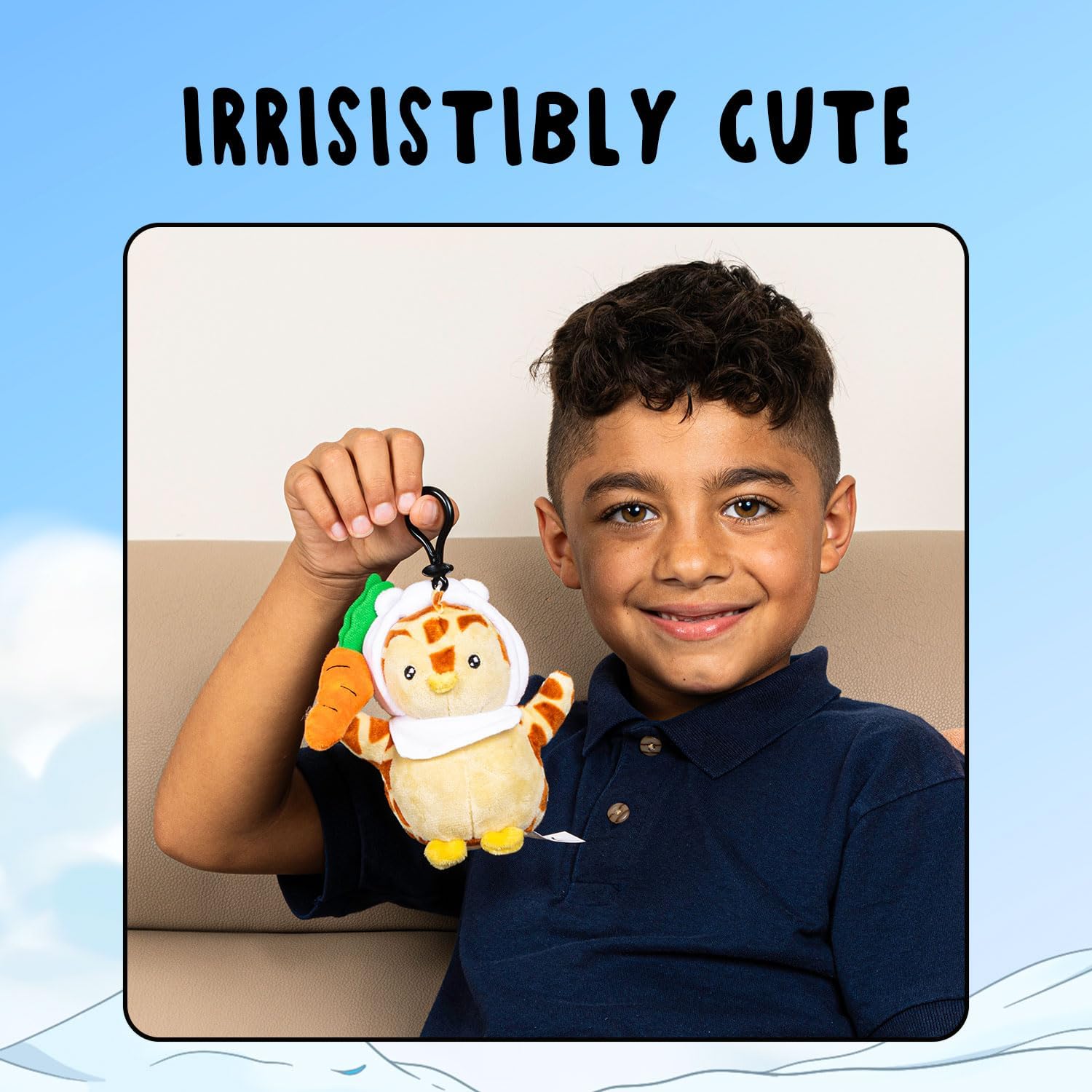Peluche con clip (Polar Pete)  Peluche suave de 5.5 pulgadas con clip seguro, animal de peluche coleccionable para personalizar tu mochila, bolsa y