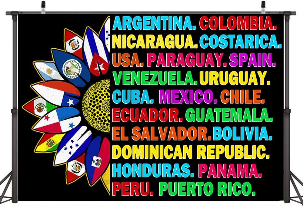 Ticuenicoa Fondo del Mes de la Herencia Hispana de 7 x 5 pies, pancarta del Mes de la Herencia Hispana, decoraciones latinoamericanas, aulas de