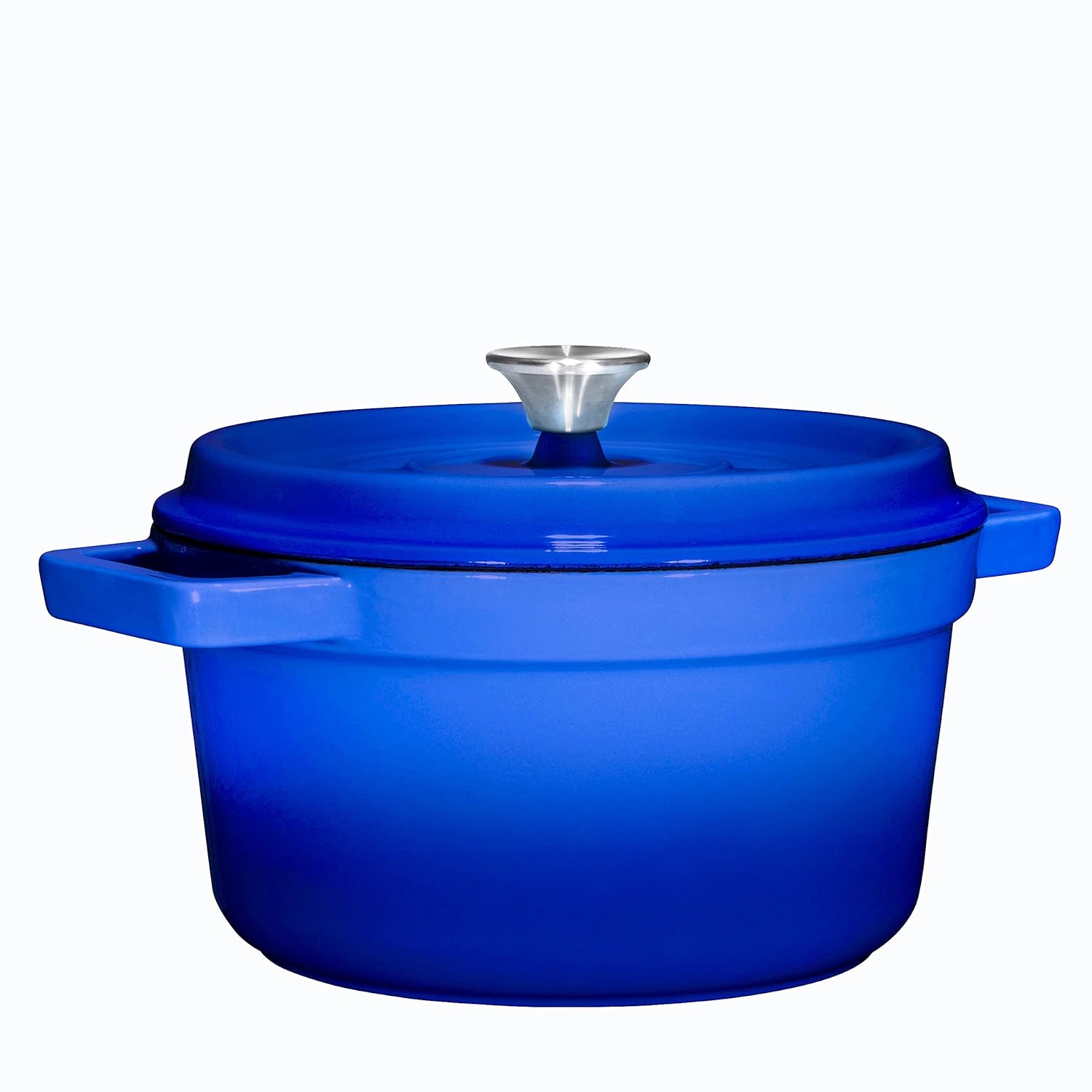 Bruntmor – Horno holandés redondo de hierro fundido esmaltado precurado de 6.5 cuartos de galón, con tapa y asa utensilio de cocina resistente para