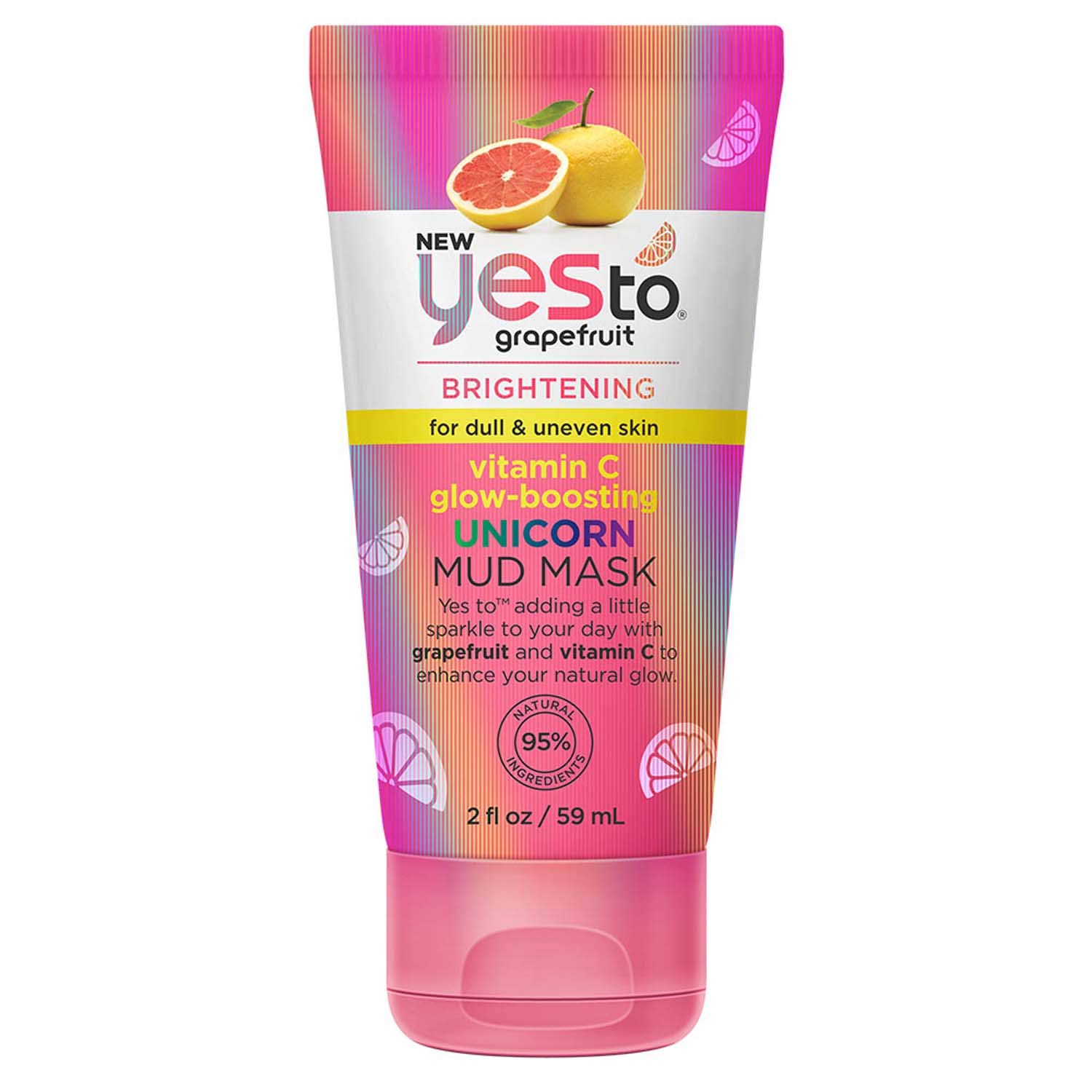 Yes To Máscara de barro de unicornio que aumenta el brillo de la vitamina C de pomelo, 2 onzas líquidas (paquete de 1)