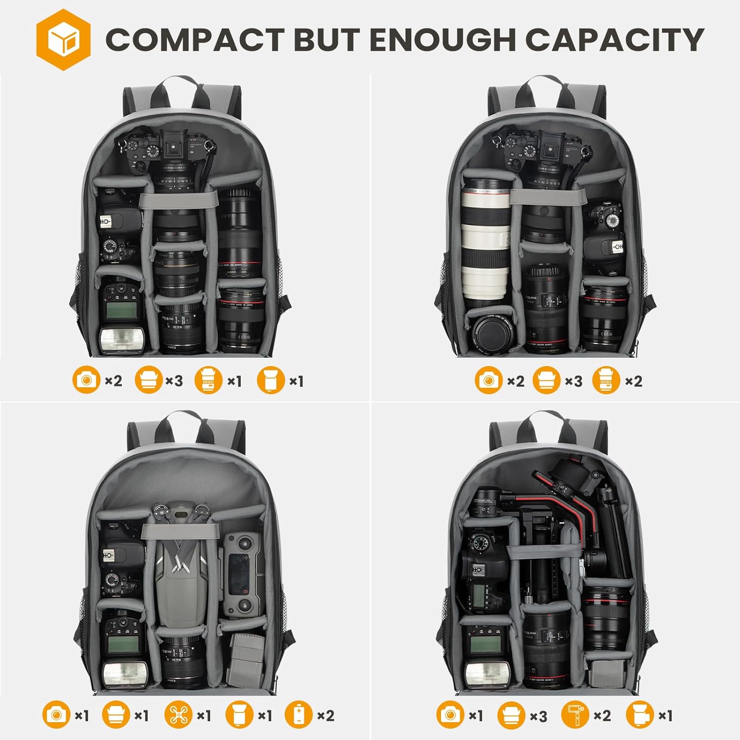TARION Mochila para cámara fotográfica bolsa para cámara DSLR con funda impermeable para laptop, compartimento para laptop, bolsa de fotos para