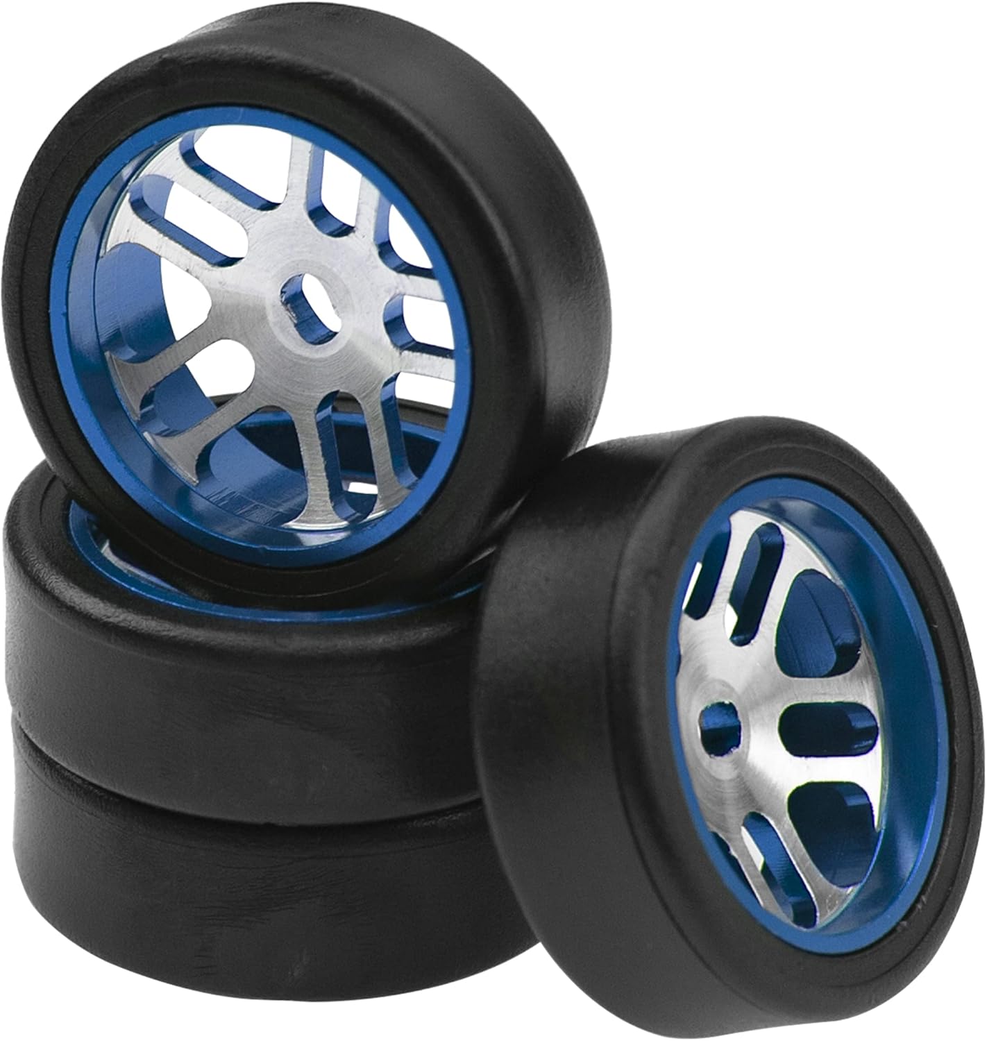ShareGoo – Llantas de aleación y neumáticos de plástico compatibles con 128 Wltoys K969 K989 P929 Drift Kyosho Mini-Z Mini-Q Mini-D RC Drift Car