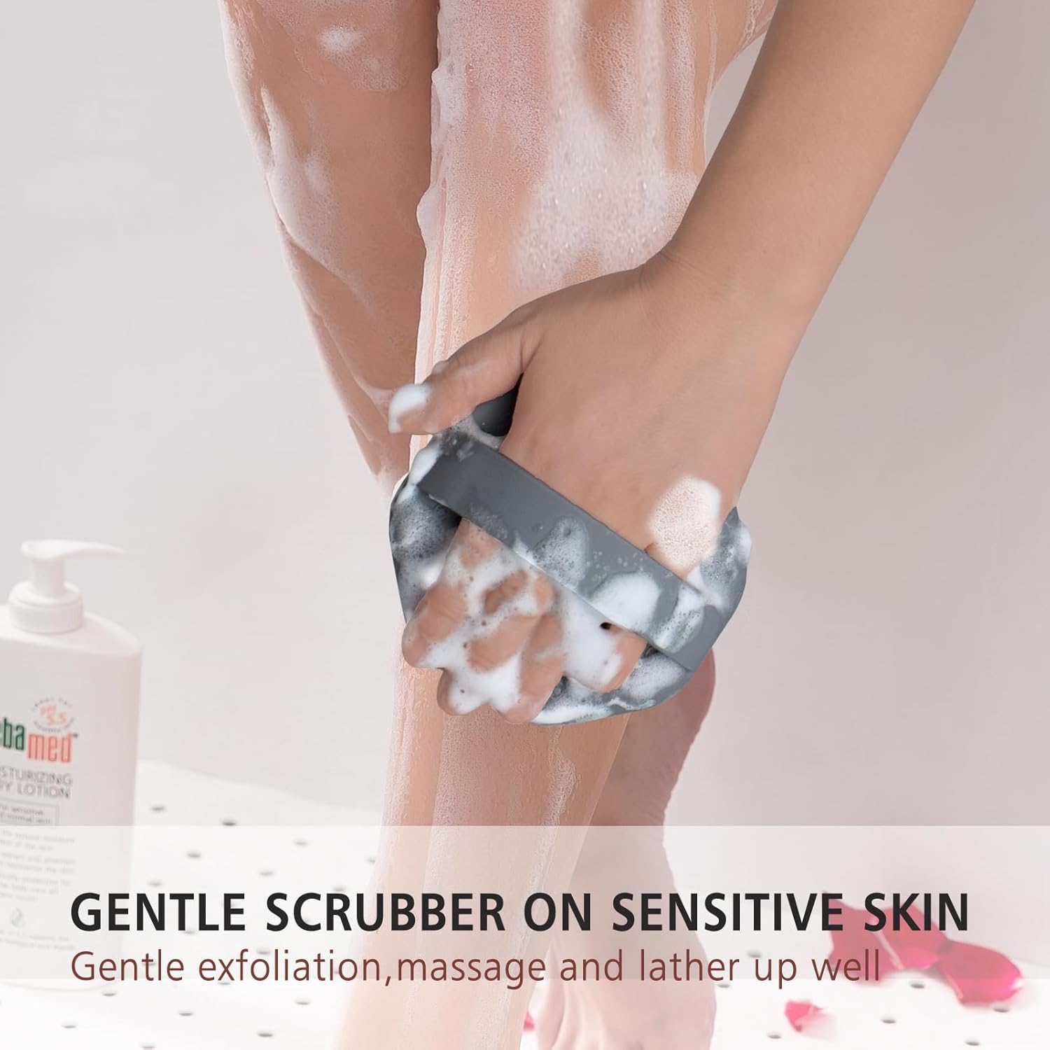 Exfoliante de ducha corporal de silicona, cepillo exfoliante de baño, para exfoliación eficaz de ducha y masaje suave (gris)