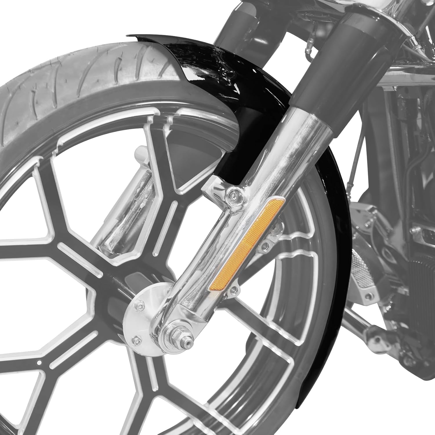 XMT-MOTO Guardabarros delantero envuelto de 21 pulgadas para Harley Davidson Touring Road King Custom Baggers 1997-2013, negro pintado
